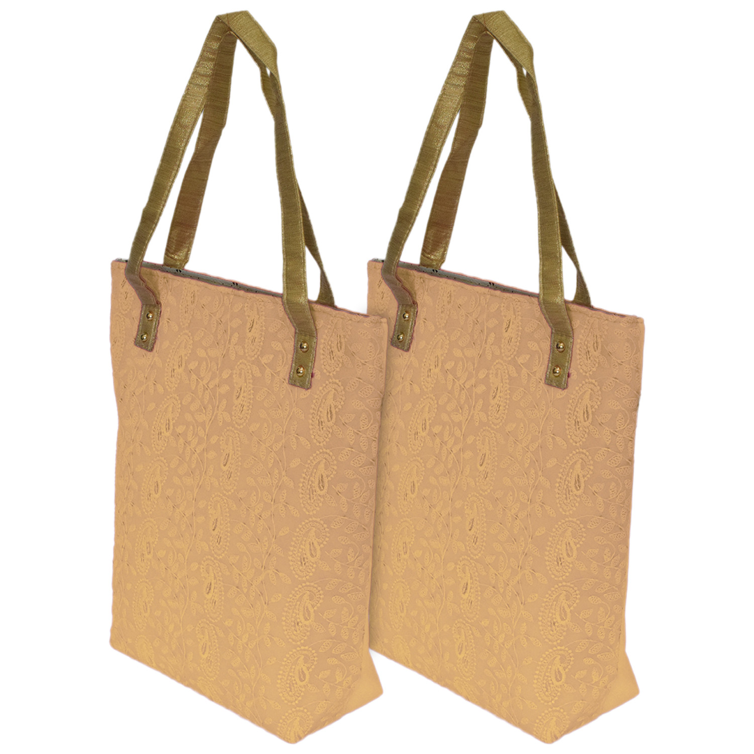Kuber Industries Embroidery Polyester Shoulder Bag/Tote Bag/Handbag For Women & Girls With Carrying Handle (Cream)