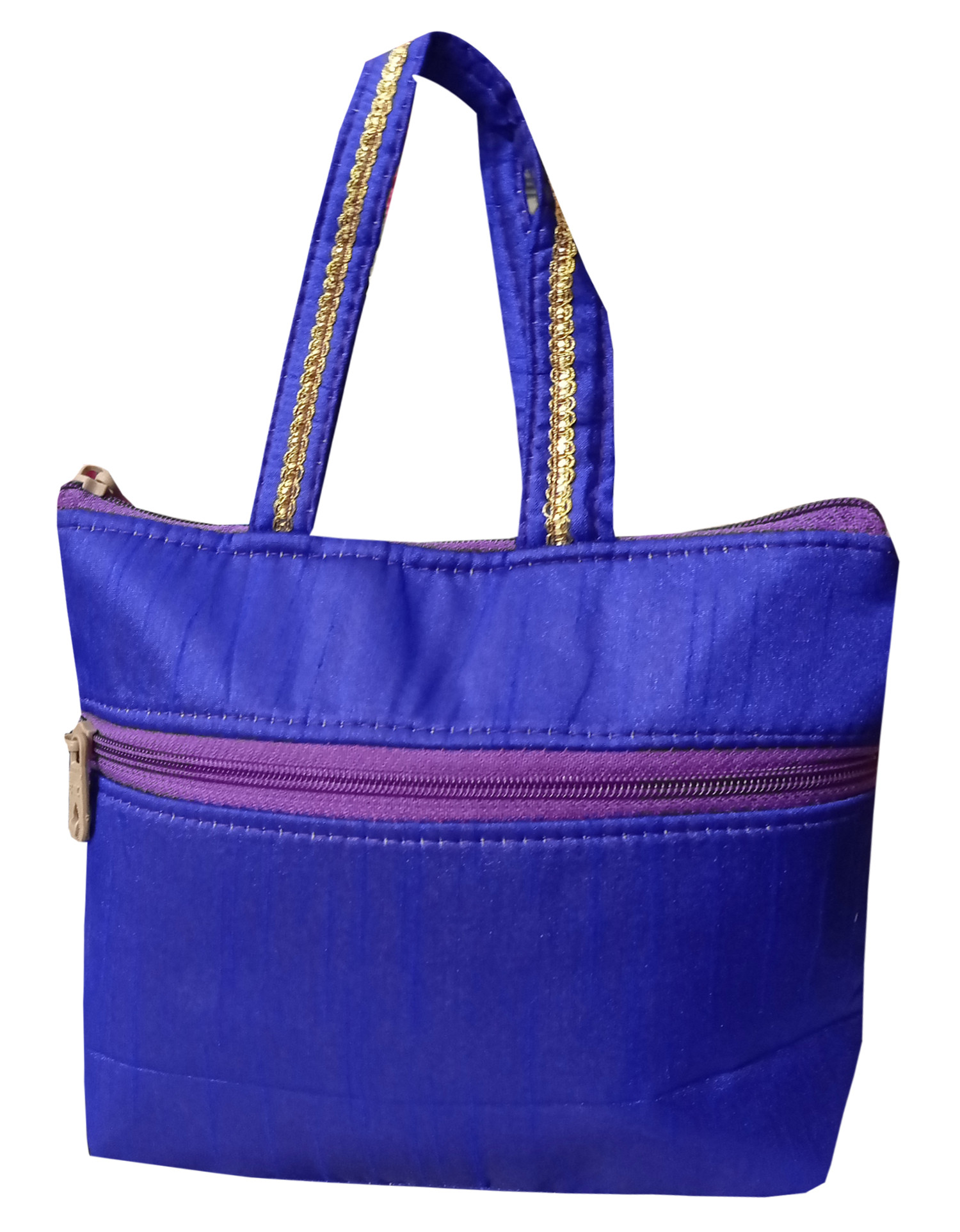 Kuber Industries Embroidery Small Hand Bag, Tote Bag, Purse For Daily Trips, Travel, Office & All Occasions For Women & Girls (Blue)-HS_38_KUBMART21475