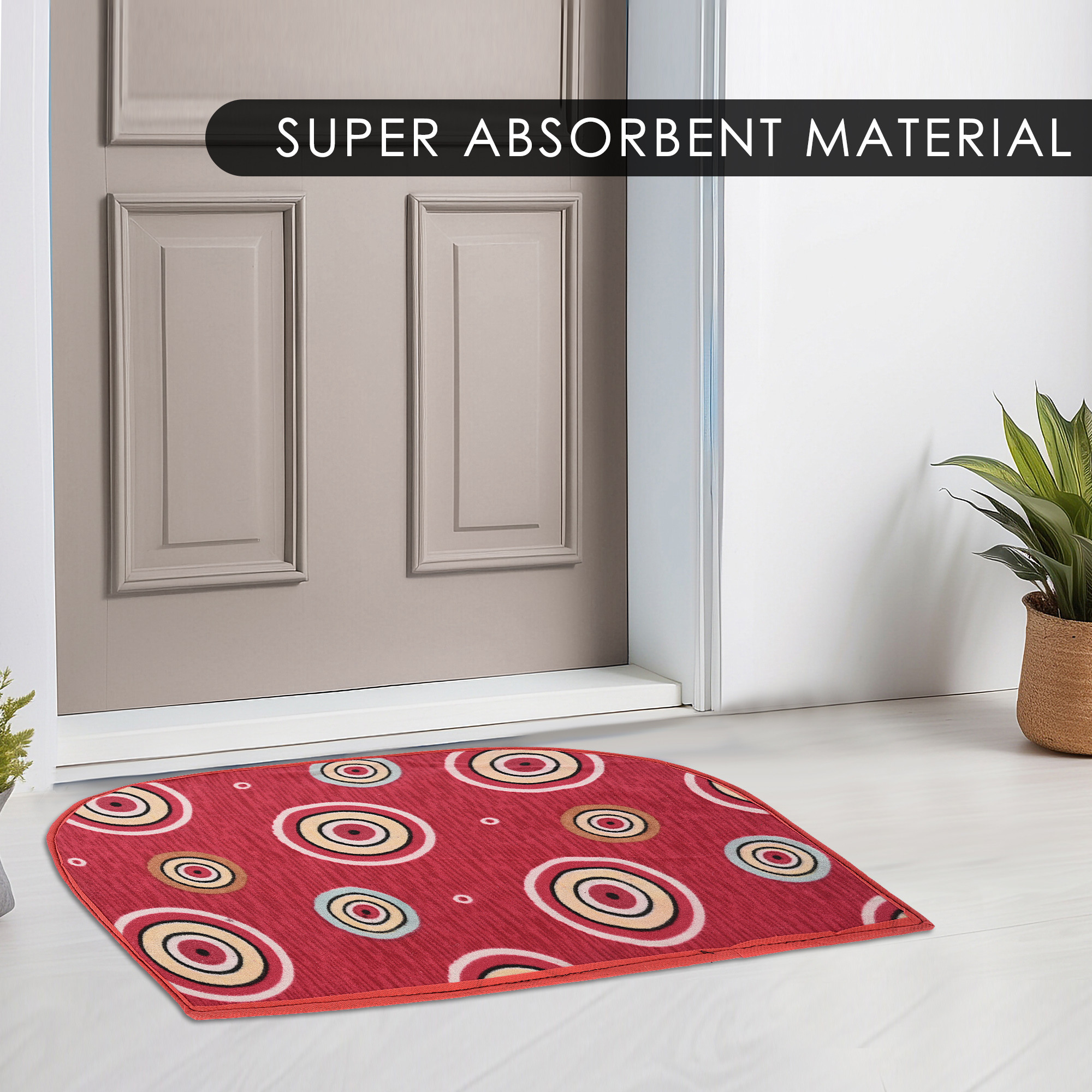 Kuber Industries Entrance Soft Doormats for Rooms  Absorbent Anti Slip Cushions Mat for Home  Kitchen Bathroom-Red