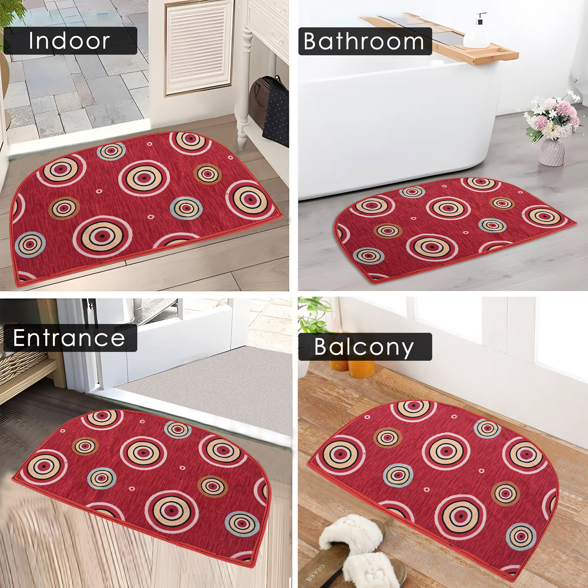 Kuber Industries Entrance Soft Doormats for Rooms  Absorbent Anti Slip Cushions Mat for Home  Kitchen Bathroom-Red