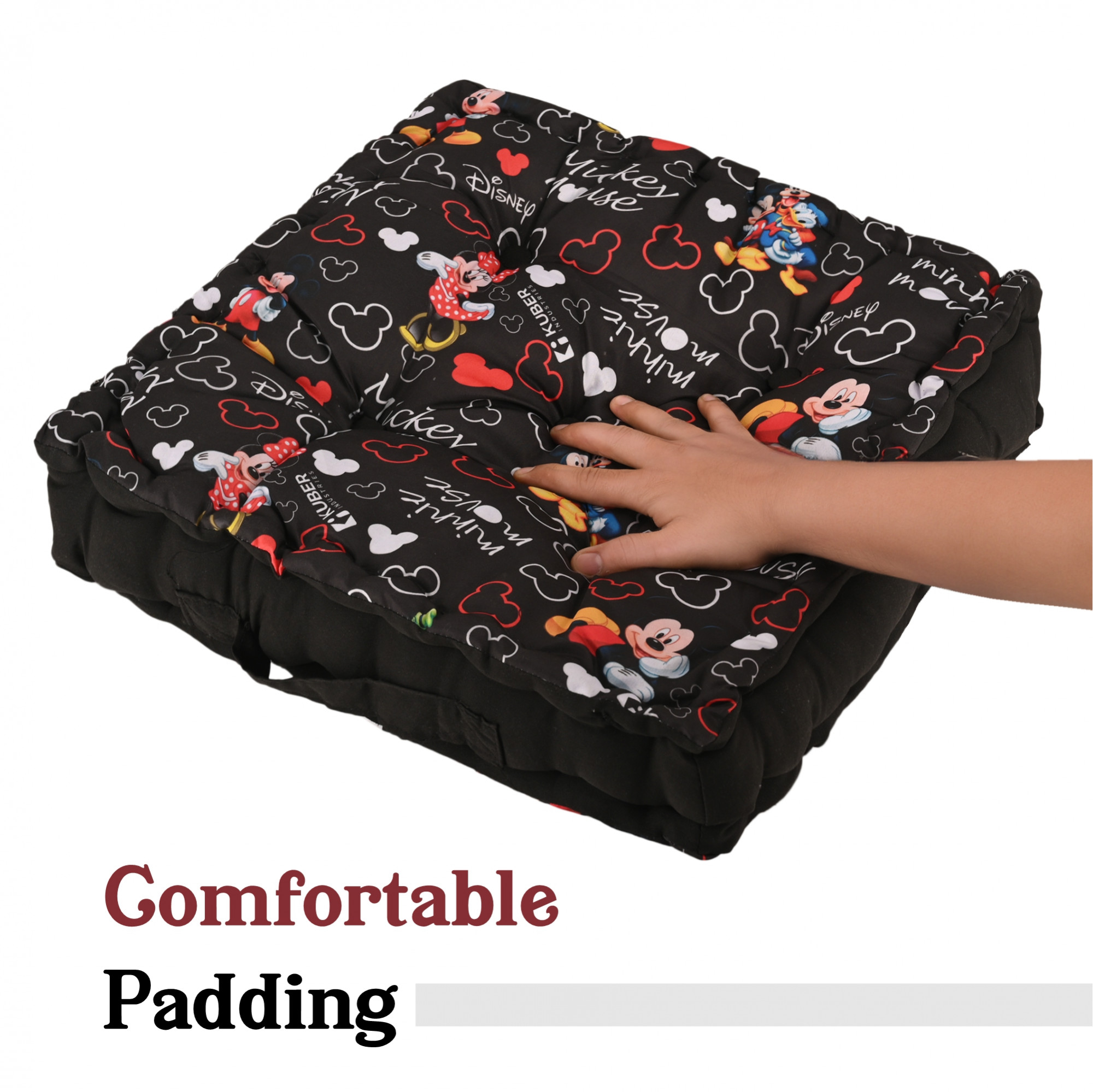 Kuber Industries Ergonomic Design Back Rest for Chair  Soft Sitting Cushion Pillow for Back  Hip Support  Pillow For Chair  Gaddi for Car Seat  Disney Full Print- Black