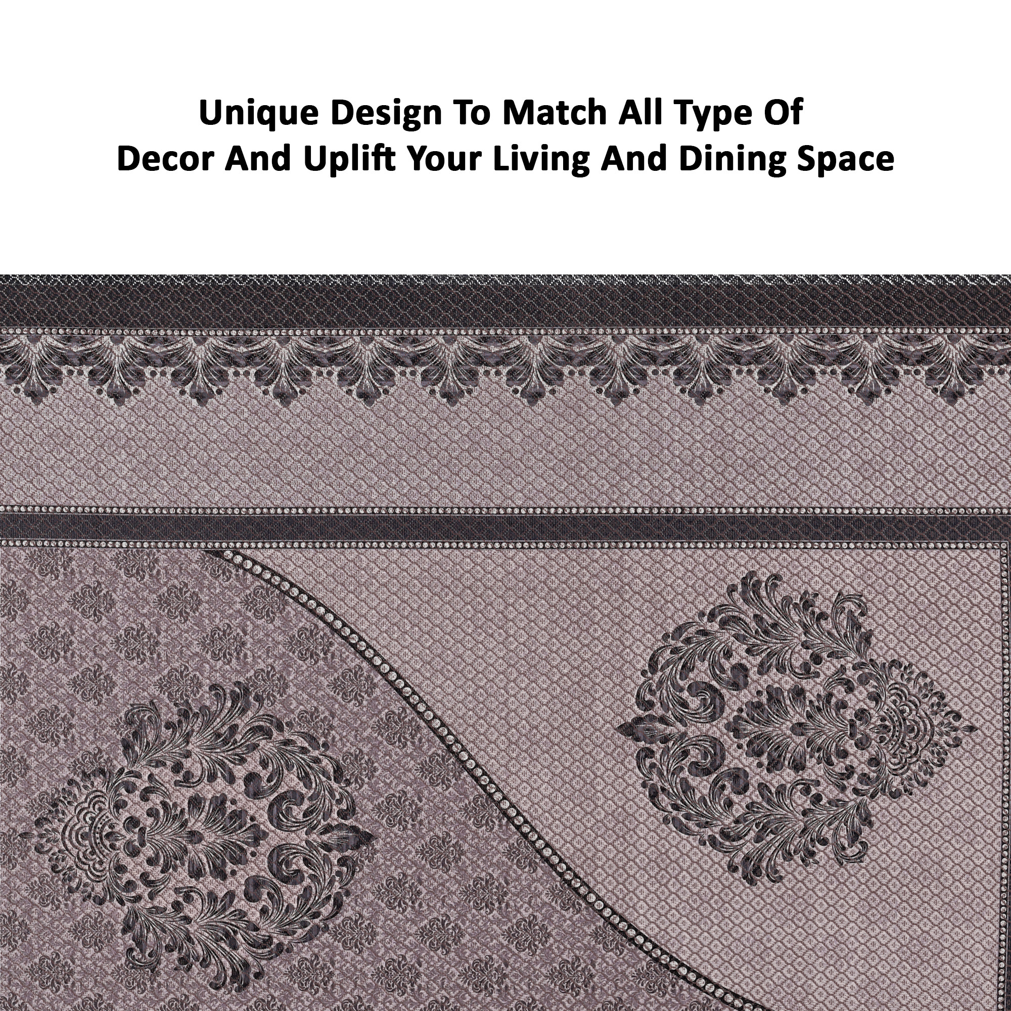 Kuber Industries es Net Durable  Washable  Dining Table Cover for Living Room  Anti Slip TeapoyComputer  Office Table ClothSheet  Leaf Design -Black  Lilac