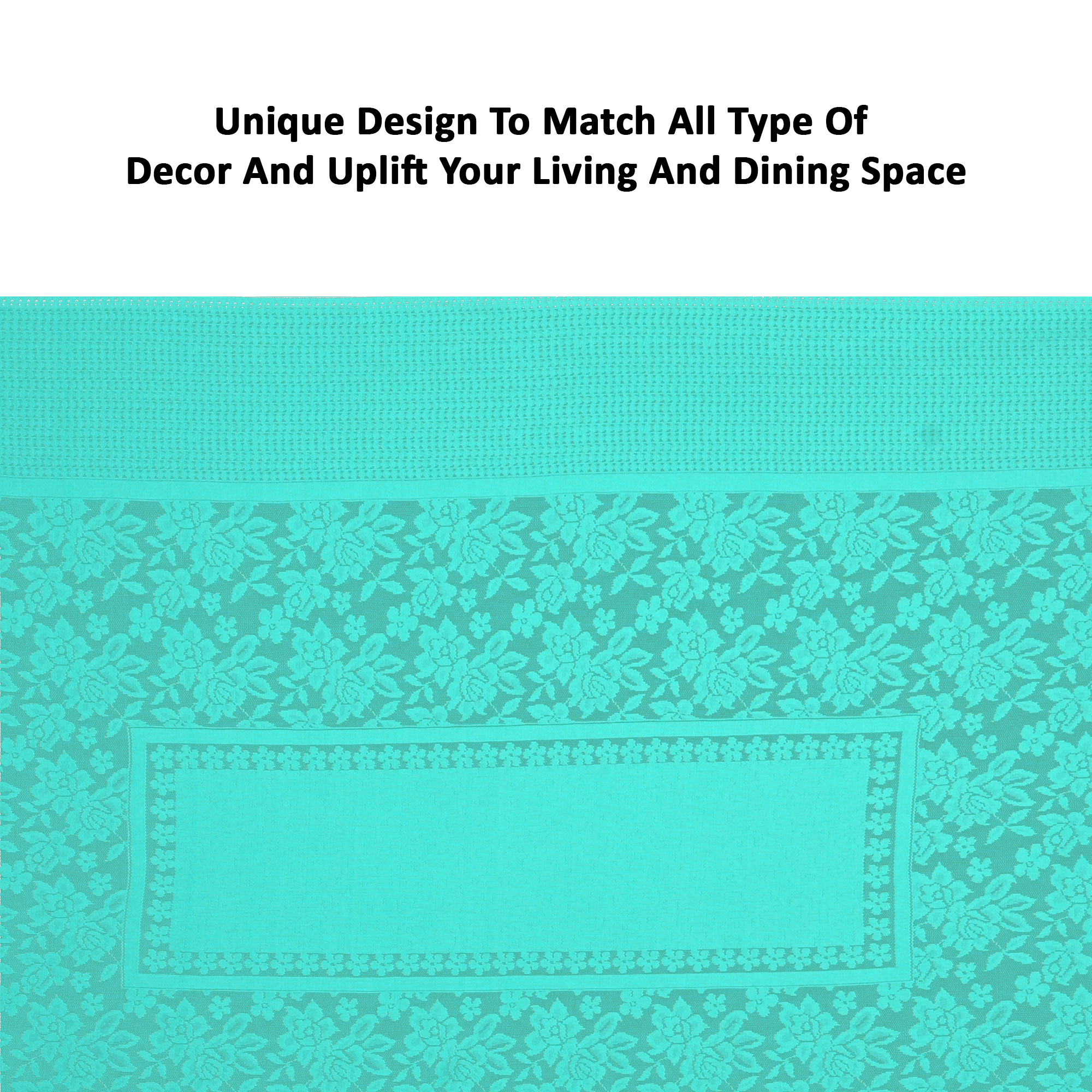Kuber Industries es Net Durable  Washable  Dining Table Cover for Living Room  Anti Slip TeapoyComputer  Office Table ClothSheet  Self Flower - Aqua
