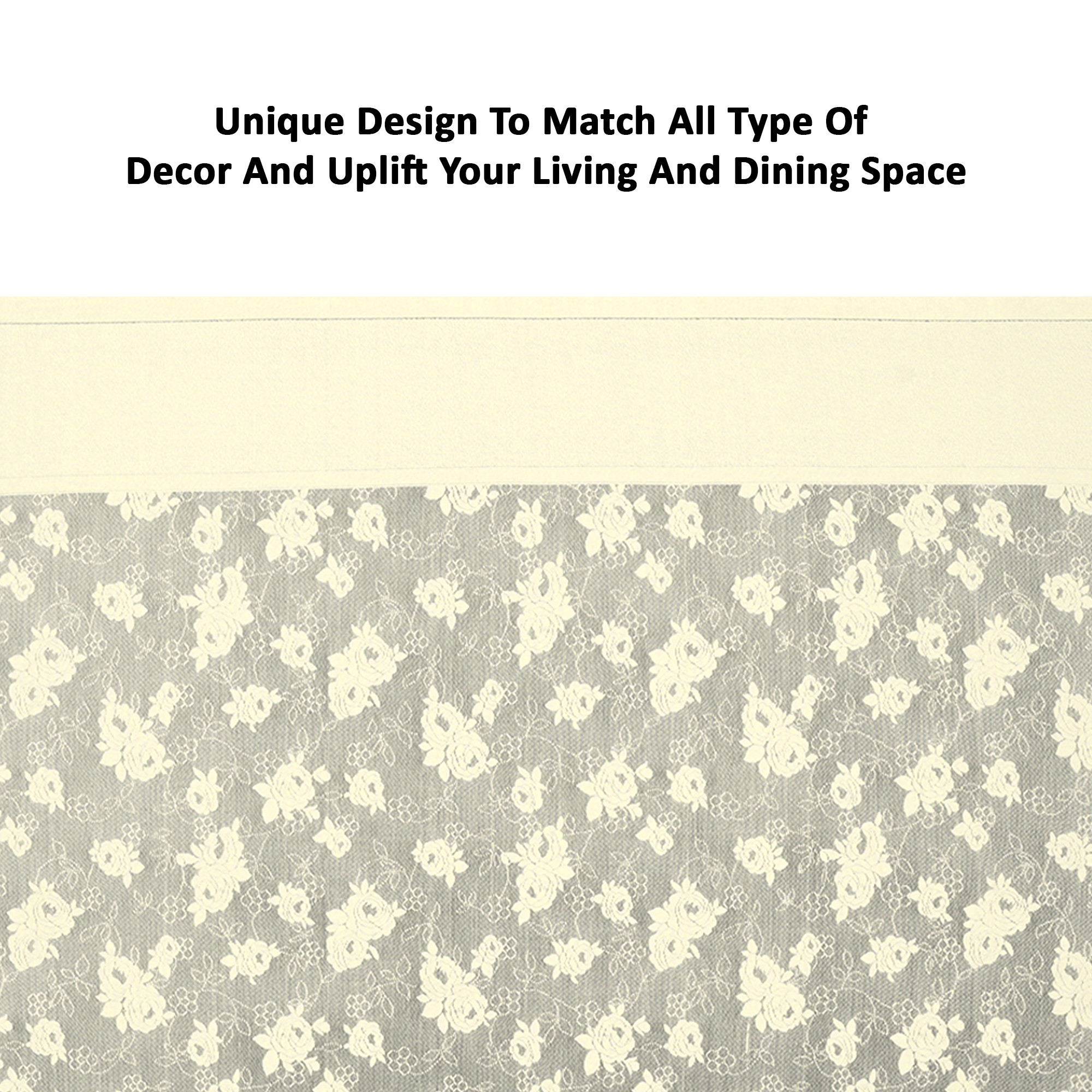 Kuber Industries es Net Durable  Washable  Dining Table Cover for Living Room  Anti Slip TeapoyComputer  Office Table ClothSheet  Self Net Hawaii - Light Cream
