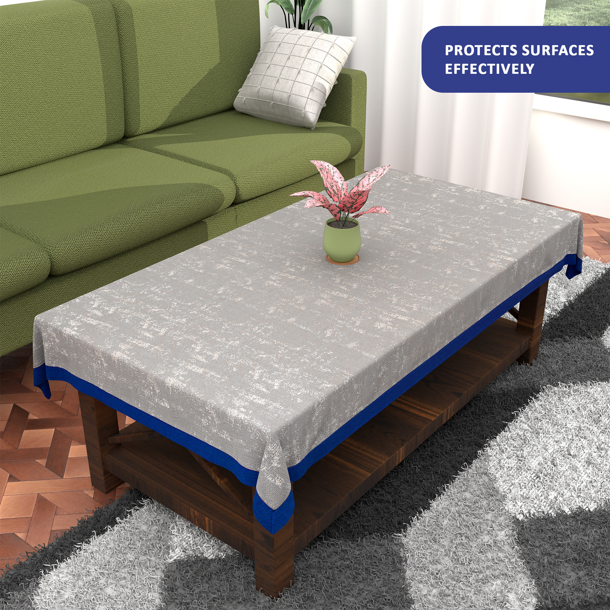 Kuber Industries es Table Cloth for  Dining Table  Aesthetic Centre Table Protector Cover  Sheet - Ideal for Home Office  Study Tables  Golden Swiss- Grey