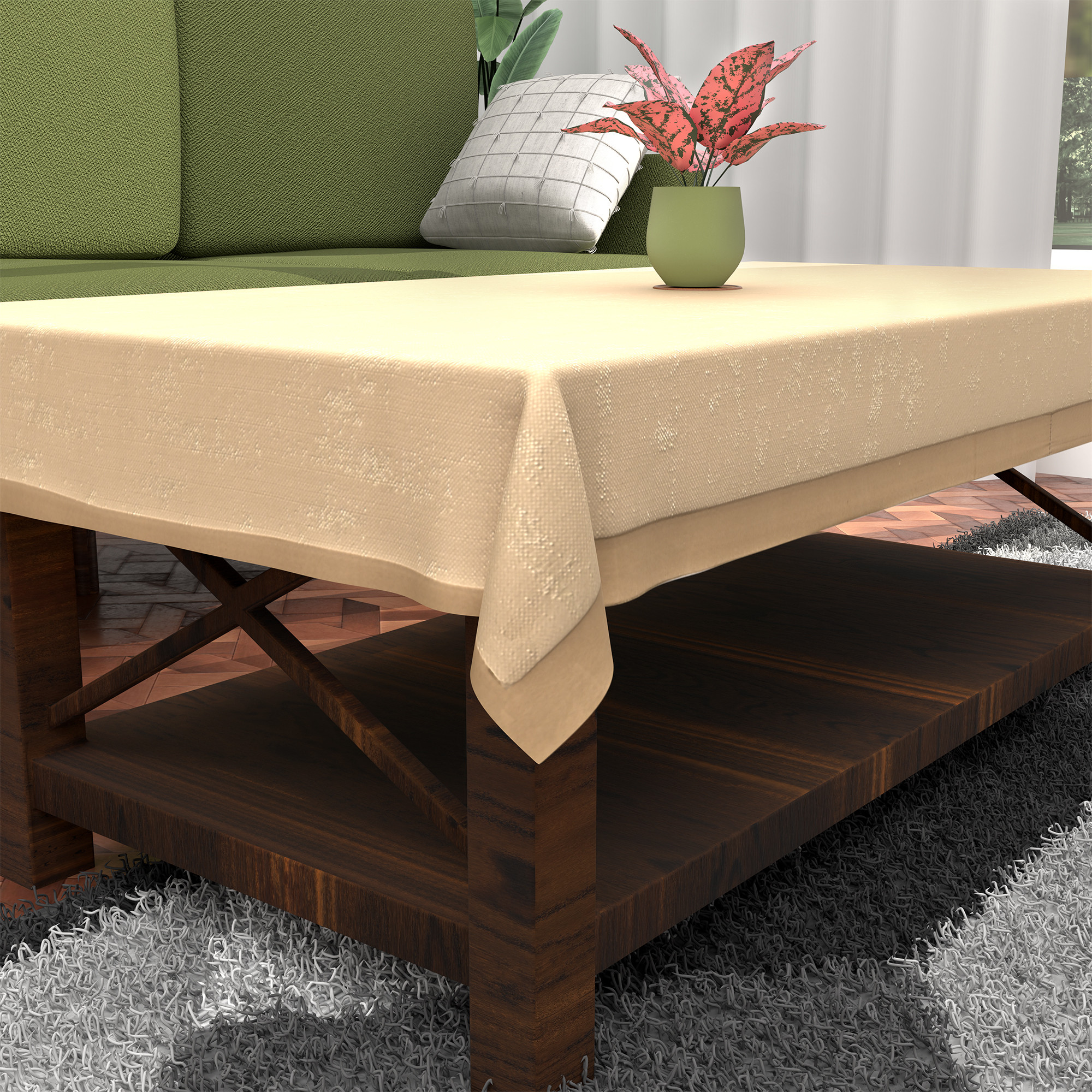 Kuber Industries es Table Cloth for  Dining Table  Aesthetic Centre Table Protector Cover  Sheet - Ideal for Home Office  Study Tables  Golden Swiss- Fawn