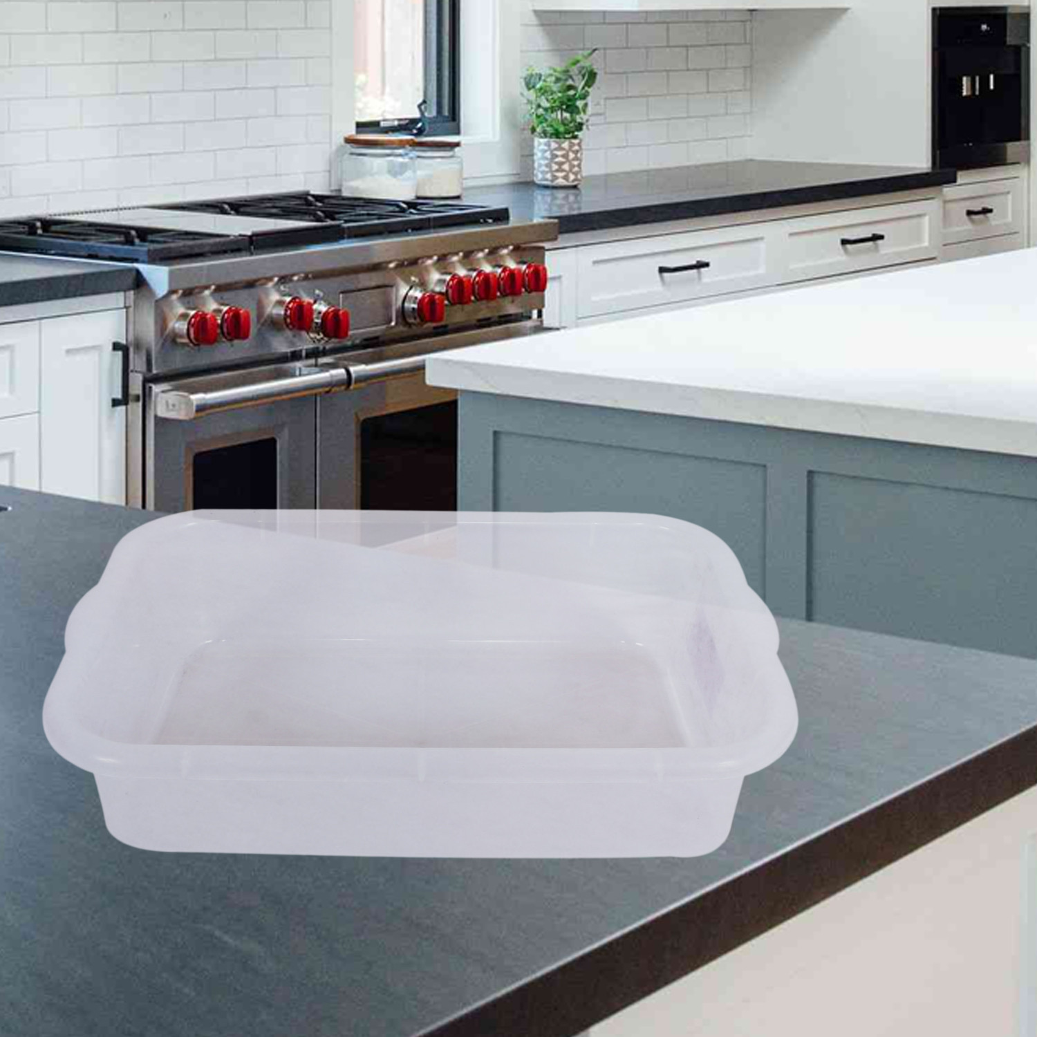 Kuber Industries Exel TrayPlastic Tray for Storage OrganizerMultipurpose Kitchen TrayBig Storage Basket Tray Transparent