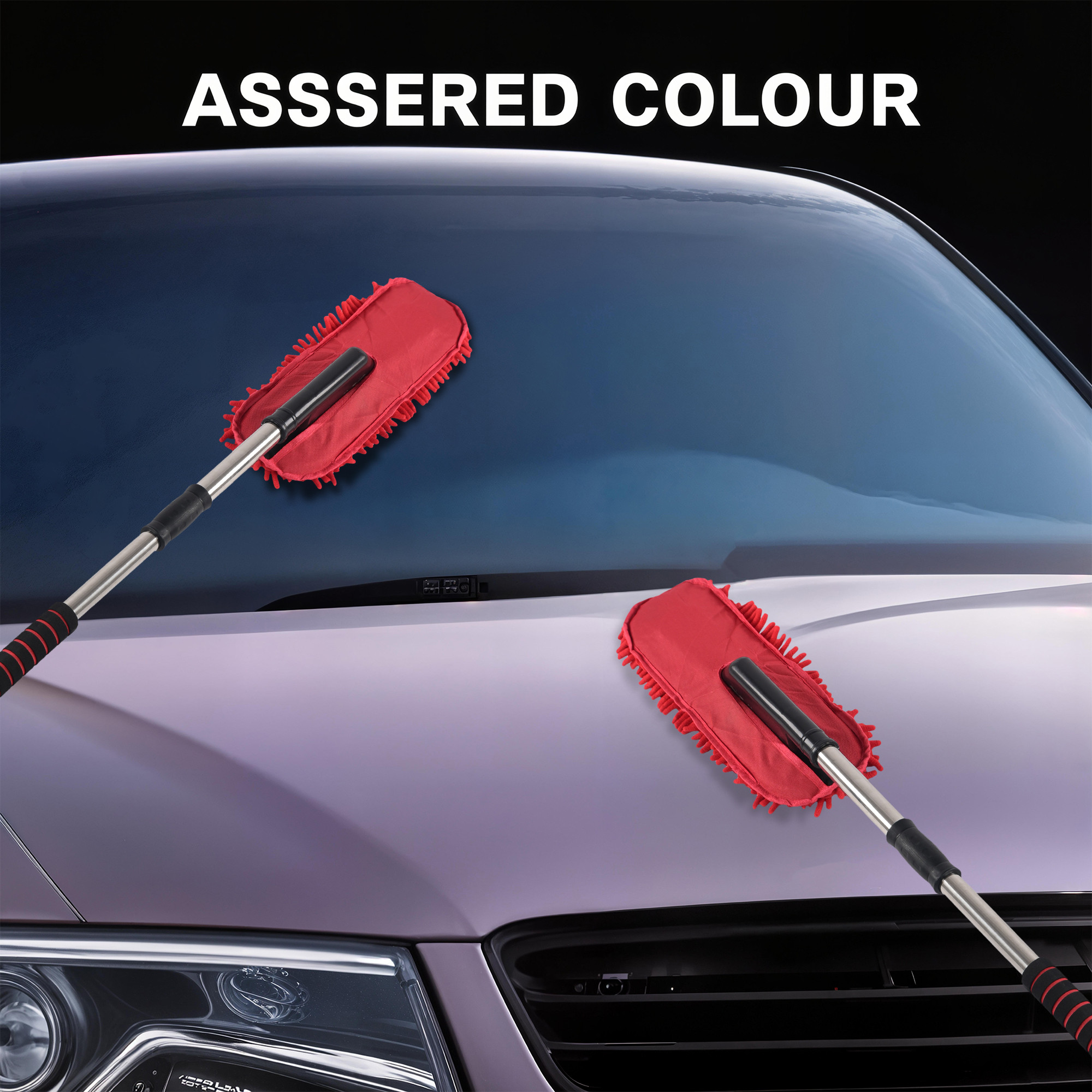 Kuber Industries Extendable Microfibre Duster for Home Cleaning  Dust  Spider Web Cleaner Stick  Washable Dusting Brush for Home  Car Cleaning Accessories  Red