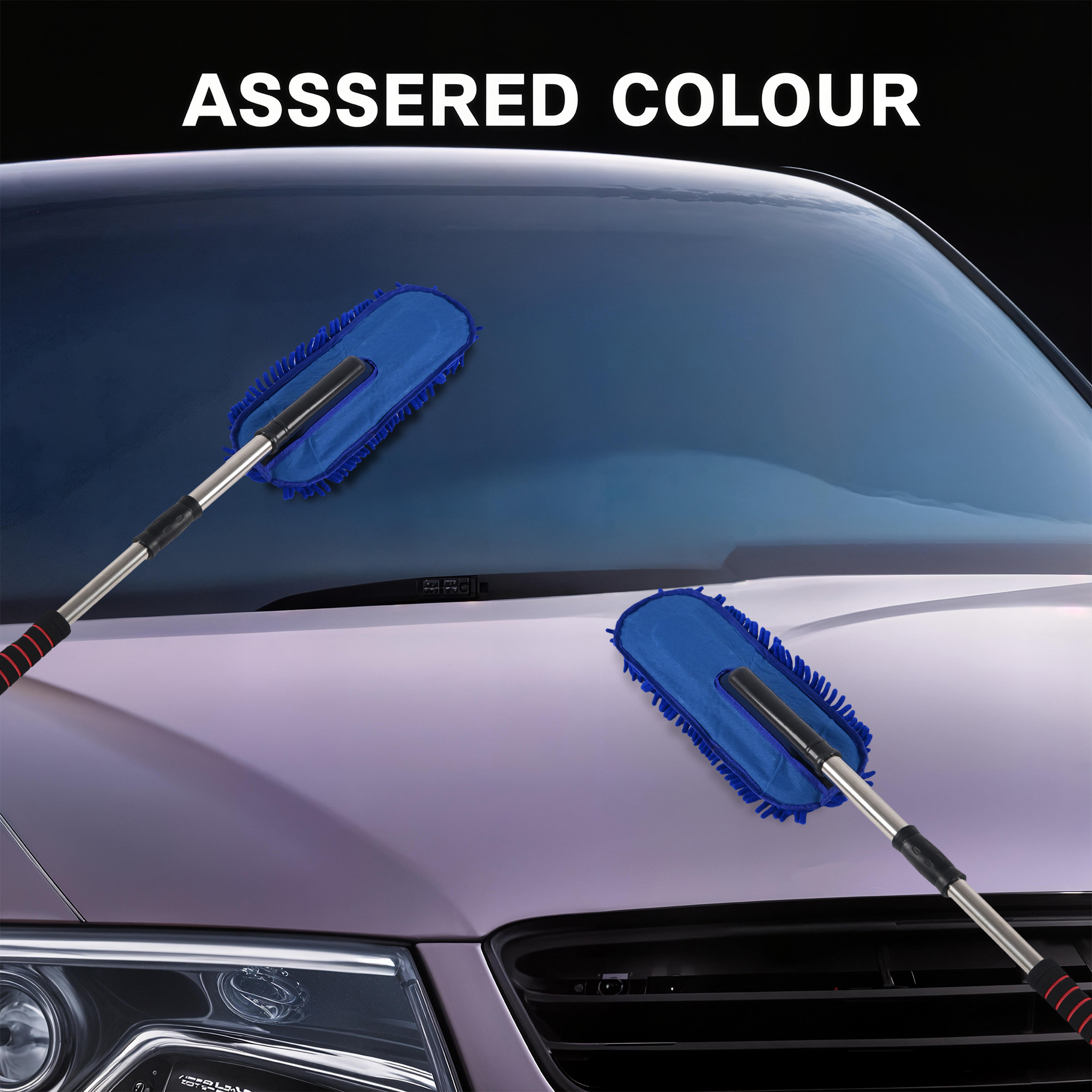 Kuber Industries Extendable Microfibre Duster for Home Cleaning  Dust  Spider Web Cleaner Stick  Washable Dusting Brush for Home  Car Cleaning Accessories  Blue