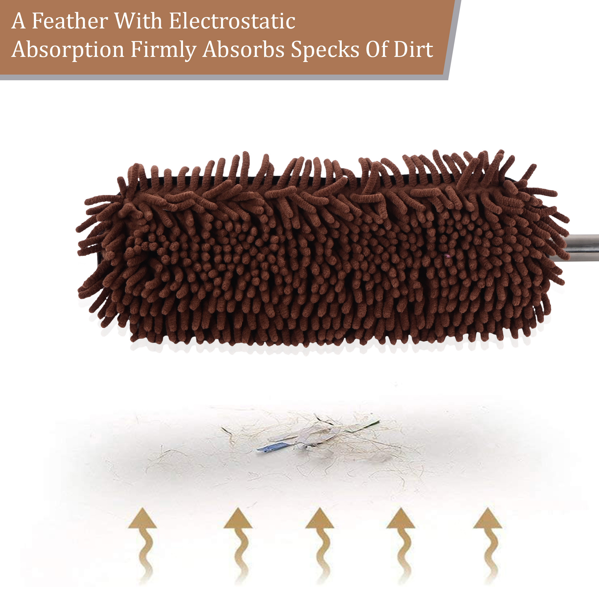 Kuber Industries Extendable Microfibre Duster for Home Cleaning  Dust  Spider Web Cleaner Stick  Washable Dusting Brush for Home  Car Cleaning Accessories  Brown