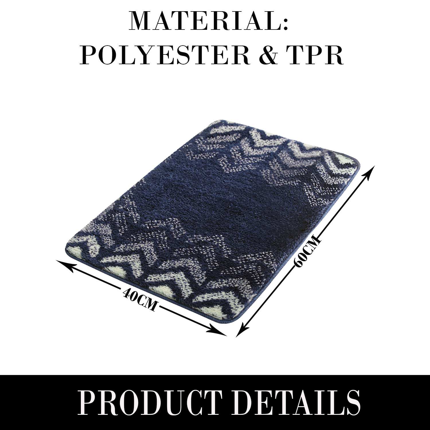 Kuber Industries Extra Soft Bathroom Mat|Anti-Slip Mat For Bathroom Floor|TPR Backing|Foot Mats For Home, Living Room, Bedroom (Blue)