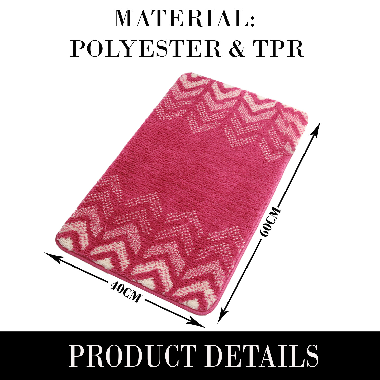Kuber Industries Extra Soft Bathroom Mat|Anti-Slip Mat For Bathroom Floor|TPR Backing|Foot Mats For Home, Living Room, Bedroom (Pink)