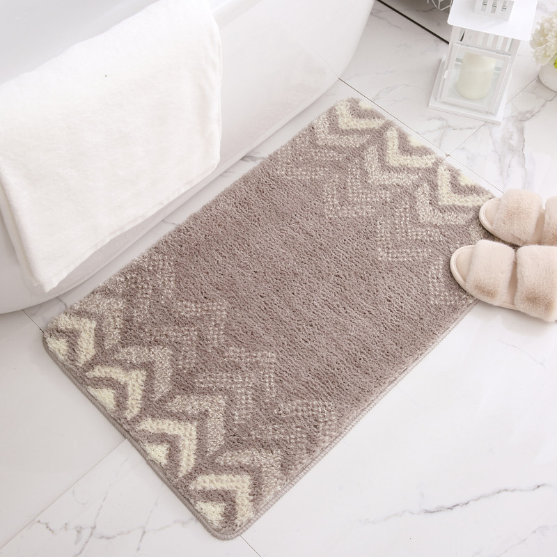 Kuber Industries Extra Soft Bathroom Mat|Anti-Slip Mat For Bathroom Floor|TPR Backing|Foot Mats For Home, Living Room, Bedroom (Light Grey)