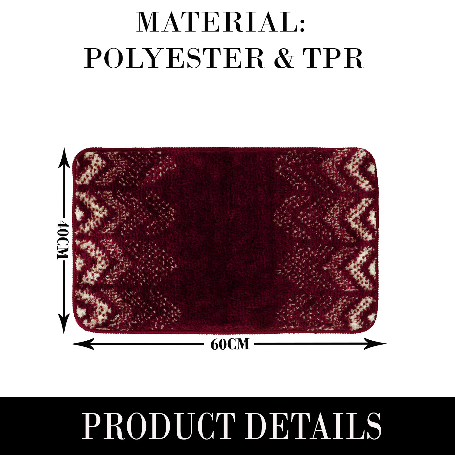 Kuber Industries Extra Soft Bathroom Mat|Anti-Slip Mat For Bathroom Floor|TPR Backing|Foot Mats For Home, Living Room, Bedroom (Red)