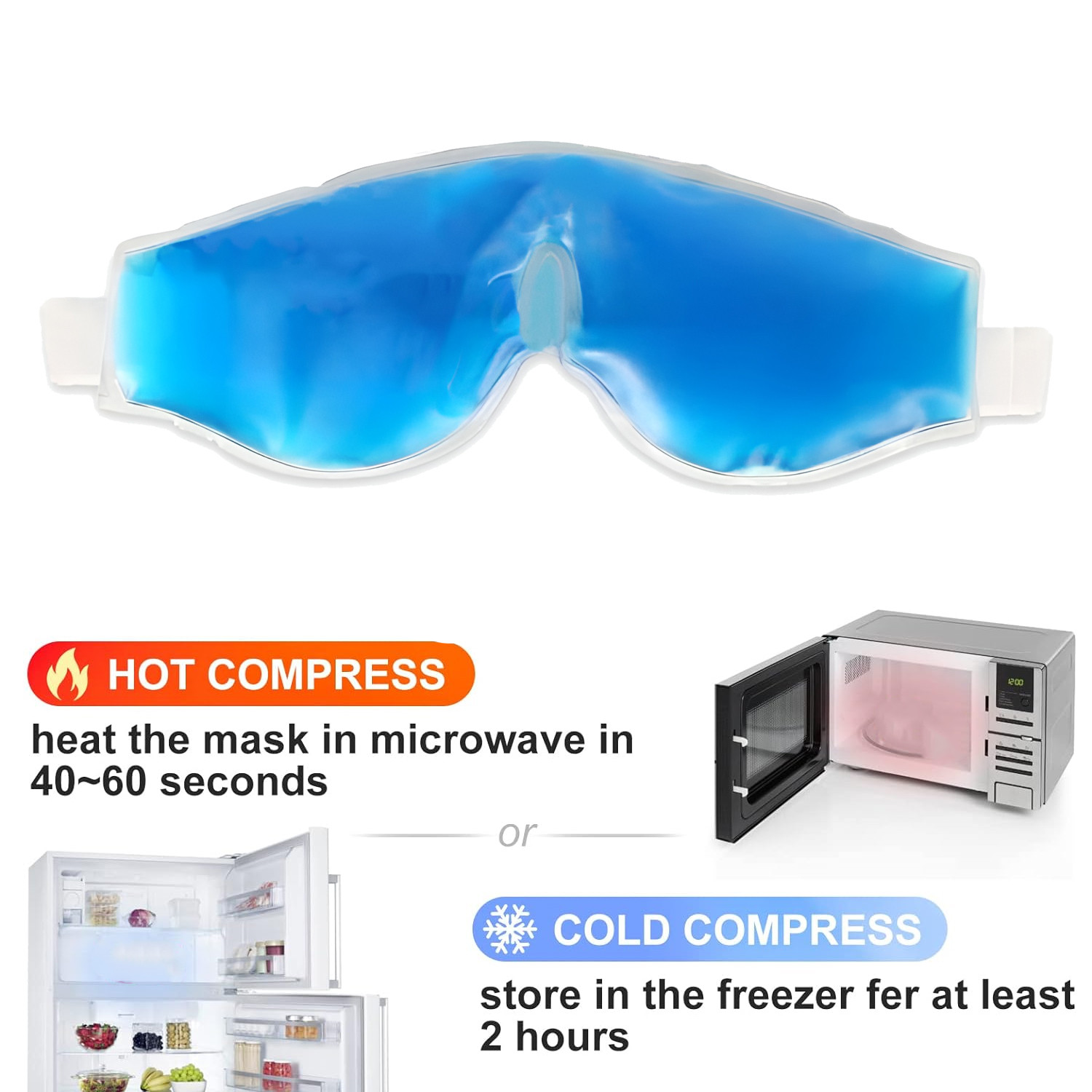 Kuber Industries Eye Mask | Eye Mask with Cooling Gel | Eye Mask for Dark Circles | Eye Cooling Gel Pad | Reusable Eye Mask | Pain Relief | Eye Cooling Gel | Blue