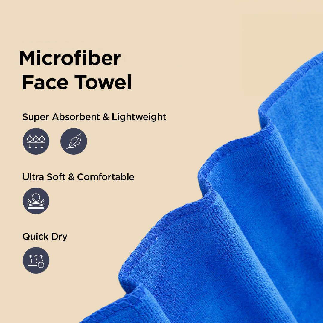 Kuber Industries Face Towel | Microfiber Hand Towel | Antibacterial Face Towel | Hair & Face Towel for Man | 400 GSM Towel | SHXS.. | Blue