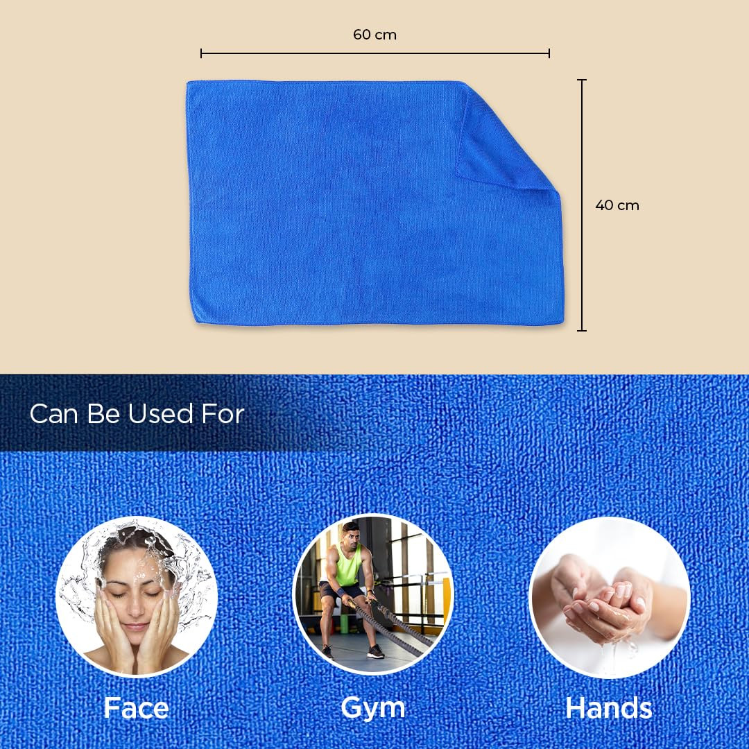 Kuber Industries Face Towel | Microfiber Hand Towel | Antibacterial Face Towel | Hair & Face Towel for Man | 400 GSM Towel | SHXS.. | Blue