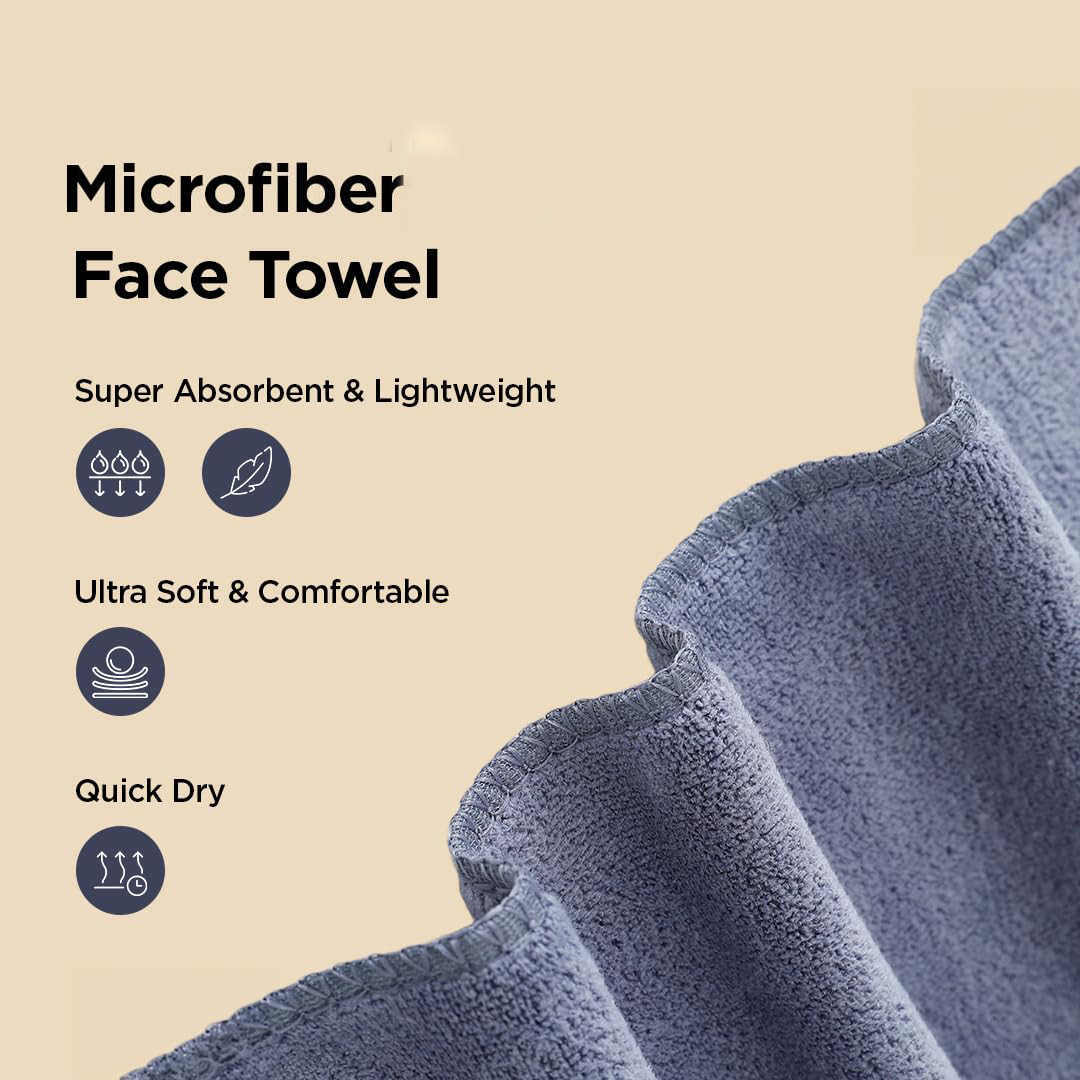 Kuber Industries Face Towel | Microfiber Hand Towel | Antibacterial Face Towel | Hair & Face Towel for Man | 400 GSM Towel | SHXS40601 | Gray
