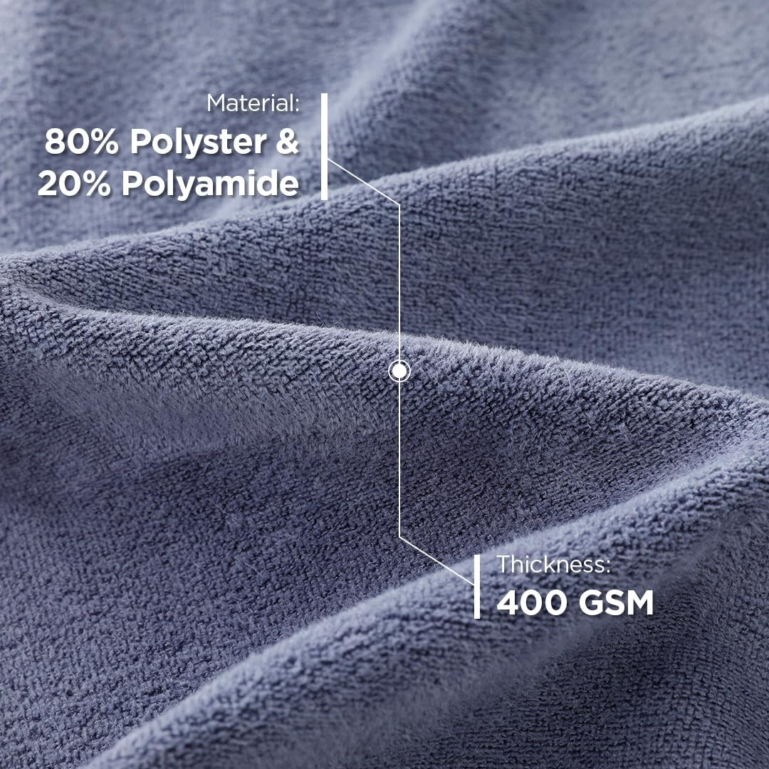 Kuber Industries Face Towel | Microfiber Hand Towel | Antibacterial Face Towel | Hair & Face Towel for Man | 400 GSM Towel | SHXS40601 | SHXS..  | Pack of 2 | Gray & Blue