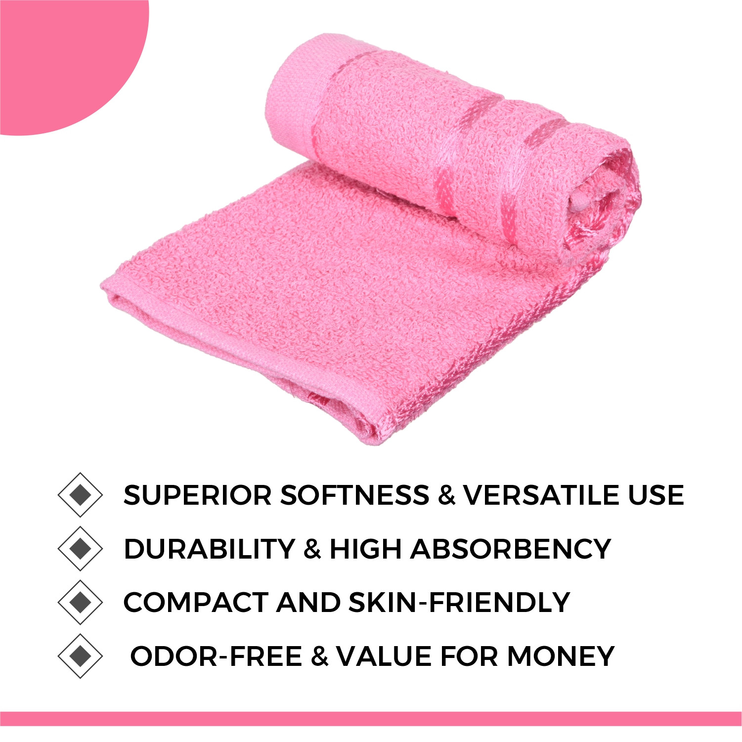 Kuber Industries Face Towel  Towels for Facewash  Towels for Gym  Facewash for Travel  Towels for Daily use  Workout Hand Towel  Lining Design  14x21 Inch  Pack of 2  Pink