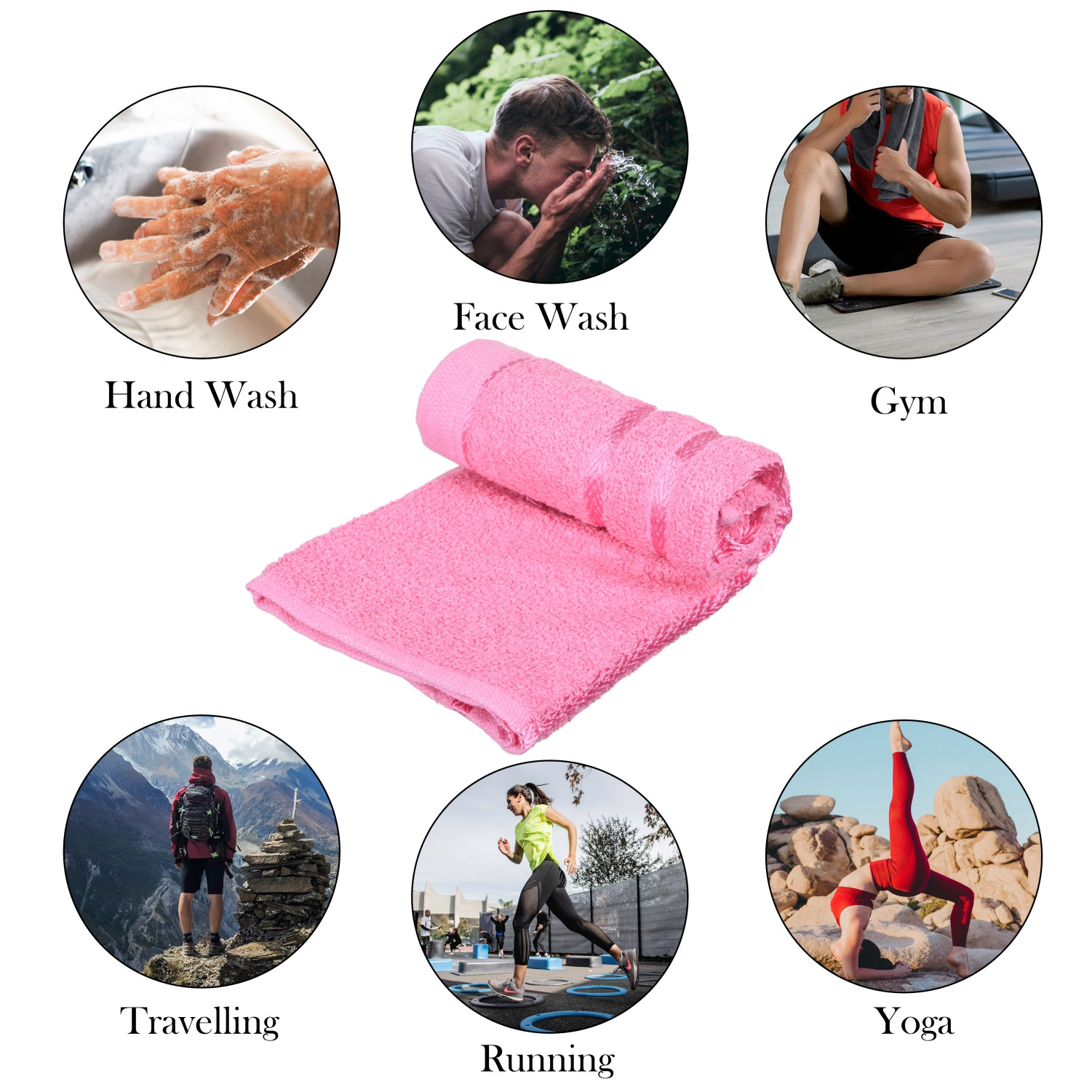 Kuber Industries Face Towel  Towels for Facewash  Towels for Gym  Facewash for Travel  Towels for Daily use  Workout Hand Towel  Lining Design  14x21 Inch  Pack of 2  Pink