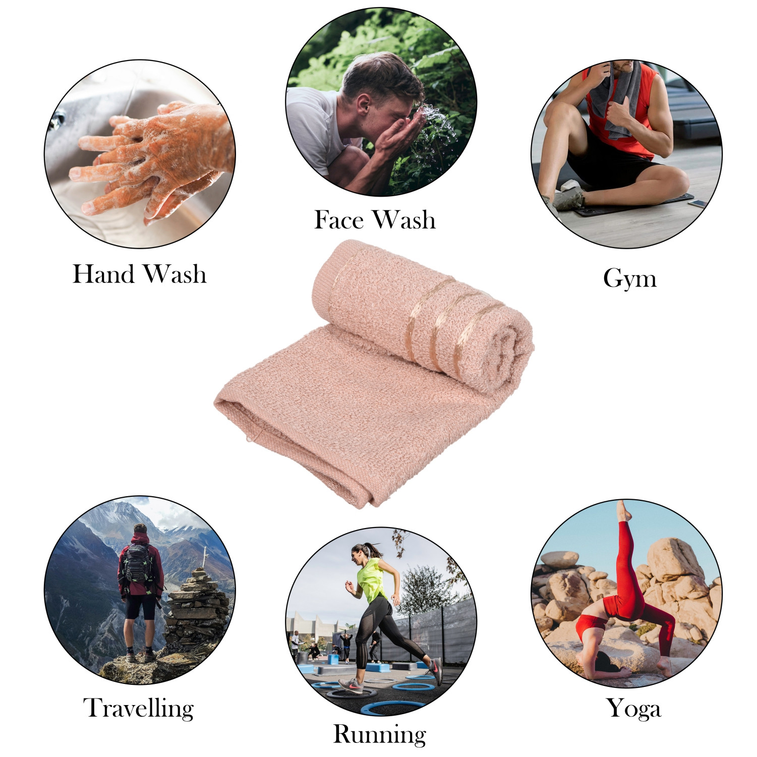 Kuber Industries Face Towel  Towels for Facewash  Towels for Gym  Facewash for Travel  Towels for Daily use  Workout Hand Towel  Lining Design  14x21 Inch  Pack of 2  Brown