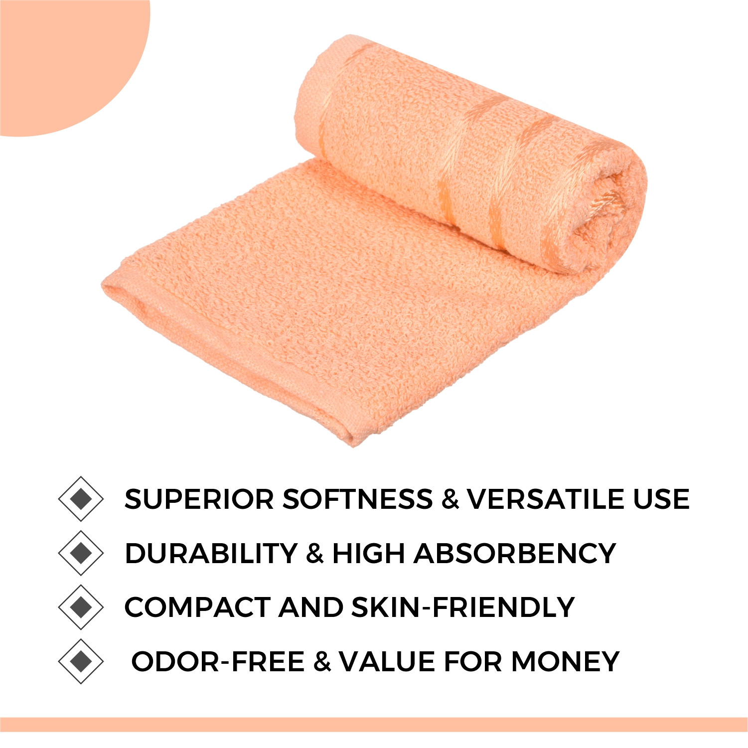 Kuber Industries Face Towel  Towels for Facewash  Towels for Gym  Facewash for Travel  Towels for Daily use  Workout Hand Towel  Lining Design  14x21 Inch  Pack of 2  Peach