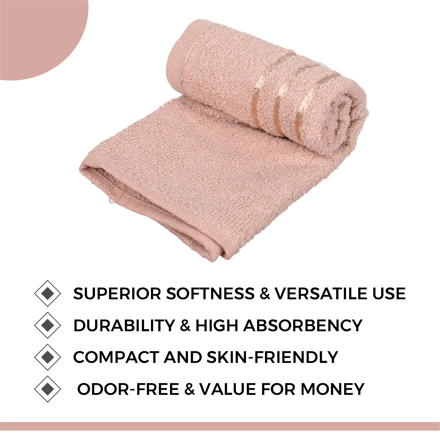Kuber Industries Face Towel | Towels for Facewash | Towels for Gym | Facewash for Travel | Towels for Daily use | Workout Hand Towel | Lining Design | 14x21 Inch|Brown