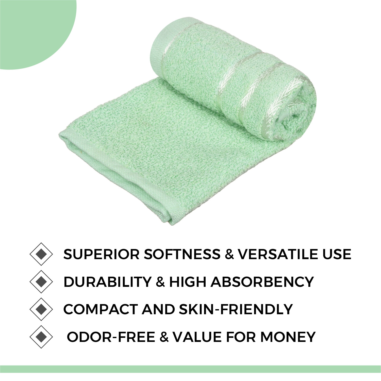 Kuber Industries Face Towel | Towels for Facewash | Towels for Gym | Facewash for Travel | Towels for Daily use | Workout Hand Towel | Lining Design | 14x21 Inch|Green