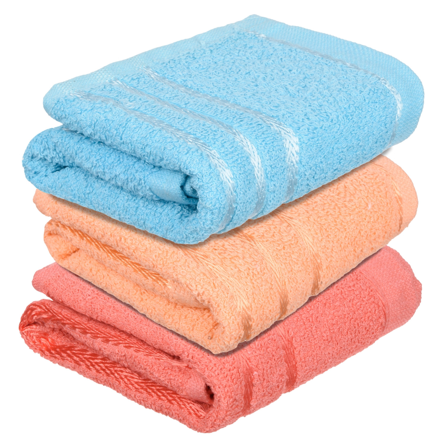 Kuber Industries Face Towel | Towels for Facewash | Towels for Gym | Facewash for Travel | Towels for Daily use | Workout Hand Towel | Lining Design | 14x21 Inch | Pack of 3 | Multi