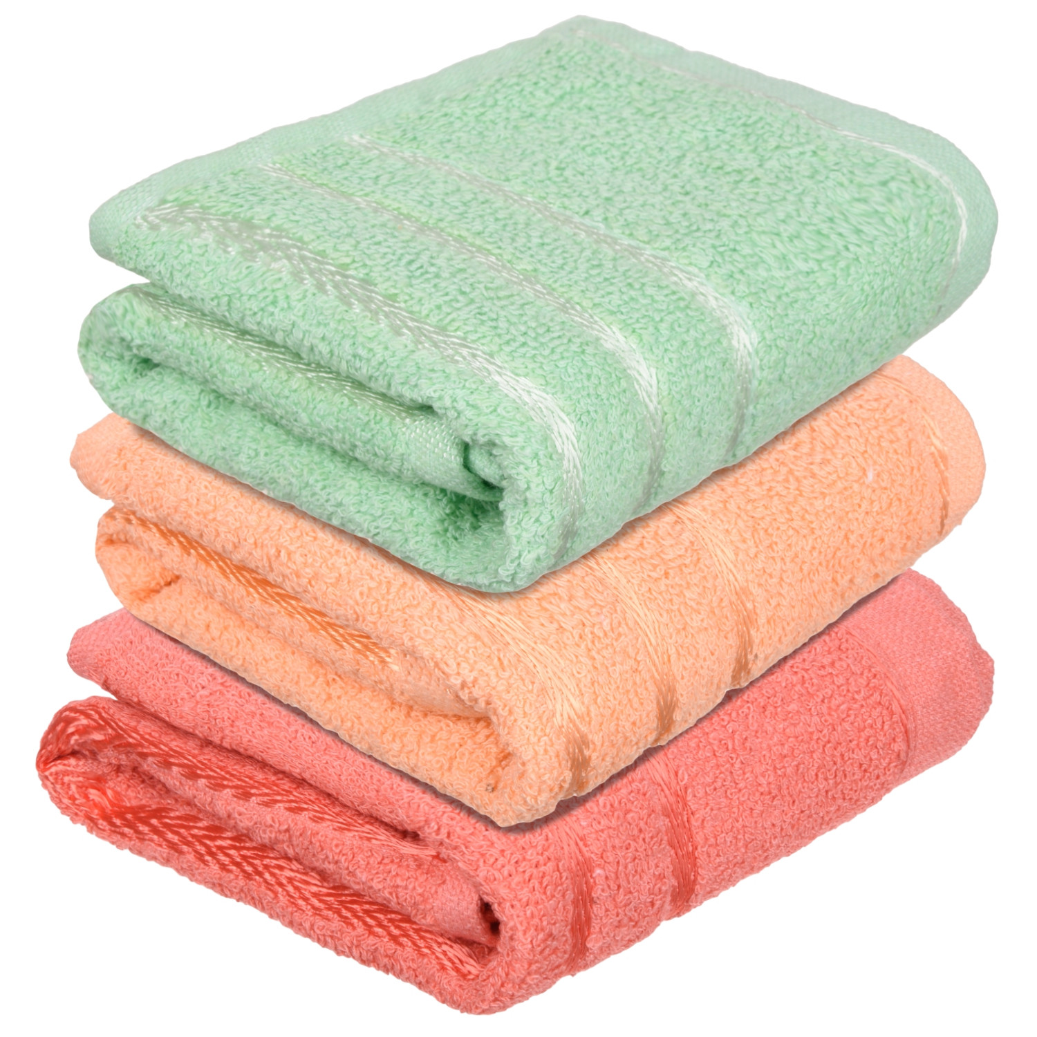 Kuber Industries Face Towel | Towels for Facewash | Towels for Gym | Facewash for Travel | Towels for Daily use | Workout Hand Towel | Lining Design | 14x21 Inch | Pack of 3 | Multi