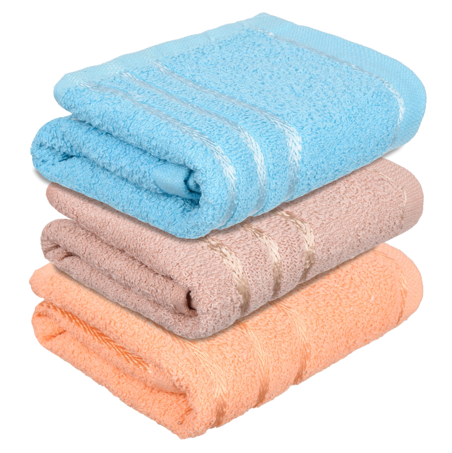 Kuber Industries Face Towel | Towels for Facewash | Towels for Gym | Facewash for Travel | Towels for Daily use | Workout Hand Towel | Lining Design | 14x21 Inch | Pack of 3 | Multi