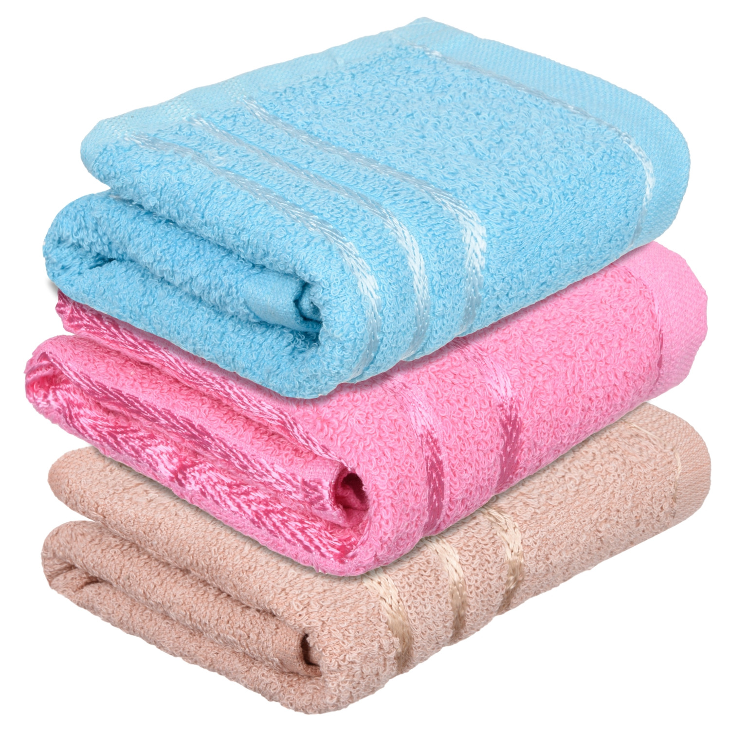 Kuber Industries Face Towel | Towels for Facewash | Towels for Gym | Facewash for Travel | Towels for Daily use | Workout Hand Towel | Lining Design | 14x21 Inch | Pack of 3 | Multi
