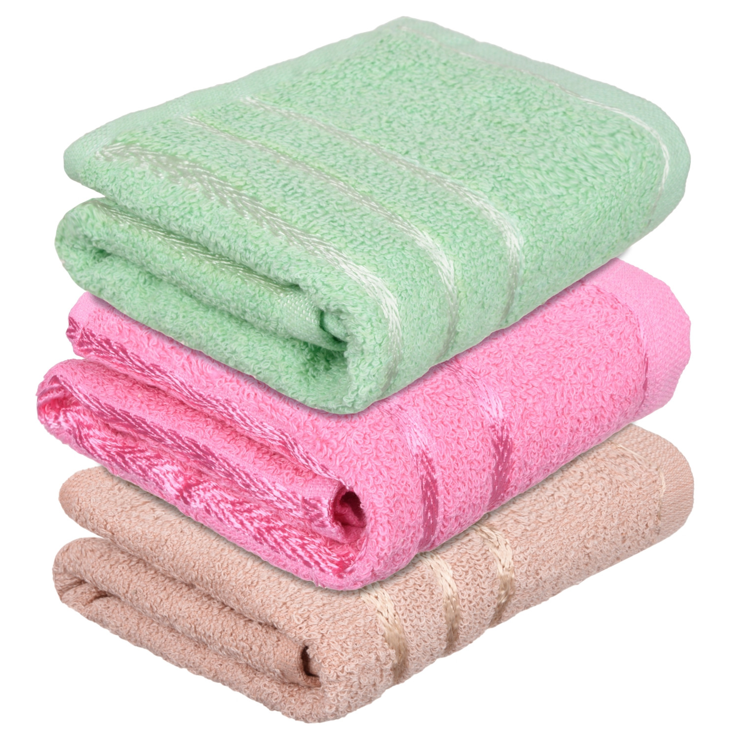 Kuber Industries Face Towel | Towels for Facewash | Towels for Gym | Facewash for Travel | Towels for Daily use | Workout Hand Towel | Lining Design | 14x21 Inch | Pack of 3 | Multi