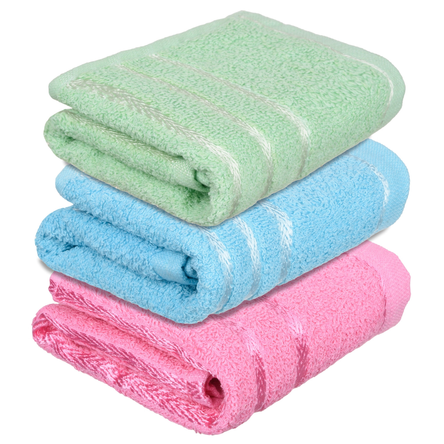 Kuber Industries Face Towel | Towels for Facewash | Towels for Gym | Facewash for Travel | Towels for Daily use | Workout Hand Towel | Lining Design | 14x21 Inch | Pack of 3 | Multi
