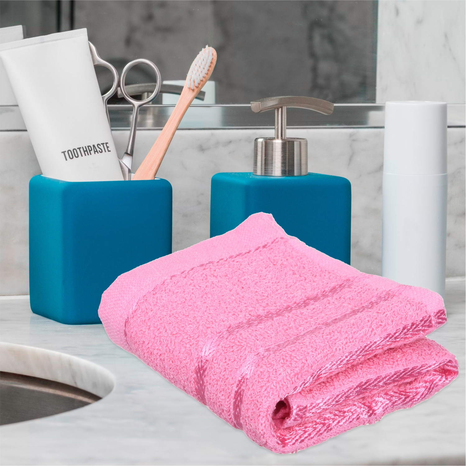 Kuber Industries Face Towel | Towels for Facewash | Towels for Gym | Facewash for Travel | Towels for Daily use | Workout Hand Towel | Lining Design | 14x21 Inch | Pack of 3 | Multi