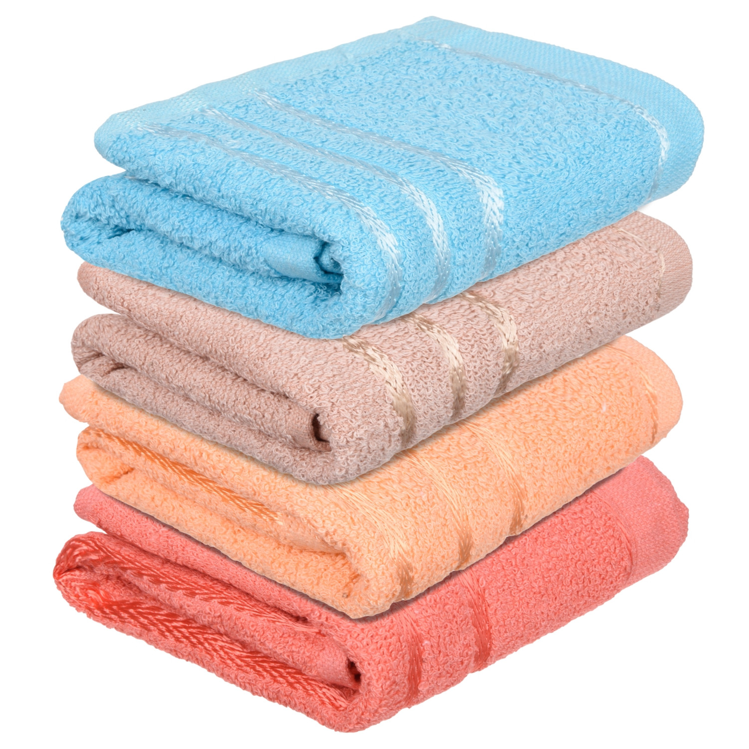 Kuber Industries Face Towel | Towels for Facewash | Towels for Gym | Facewash for Travel | Towels for Daily use | Workout Hand Towel | Lining Design | 14x21 Inch | Pack of 4 | Multi