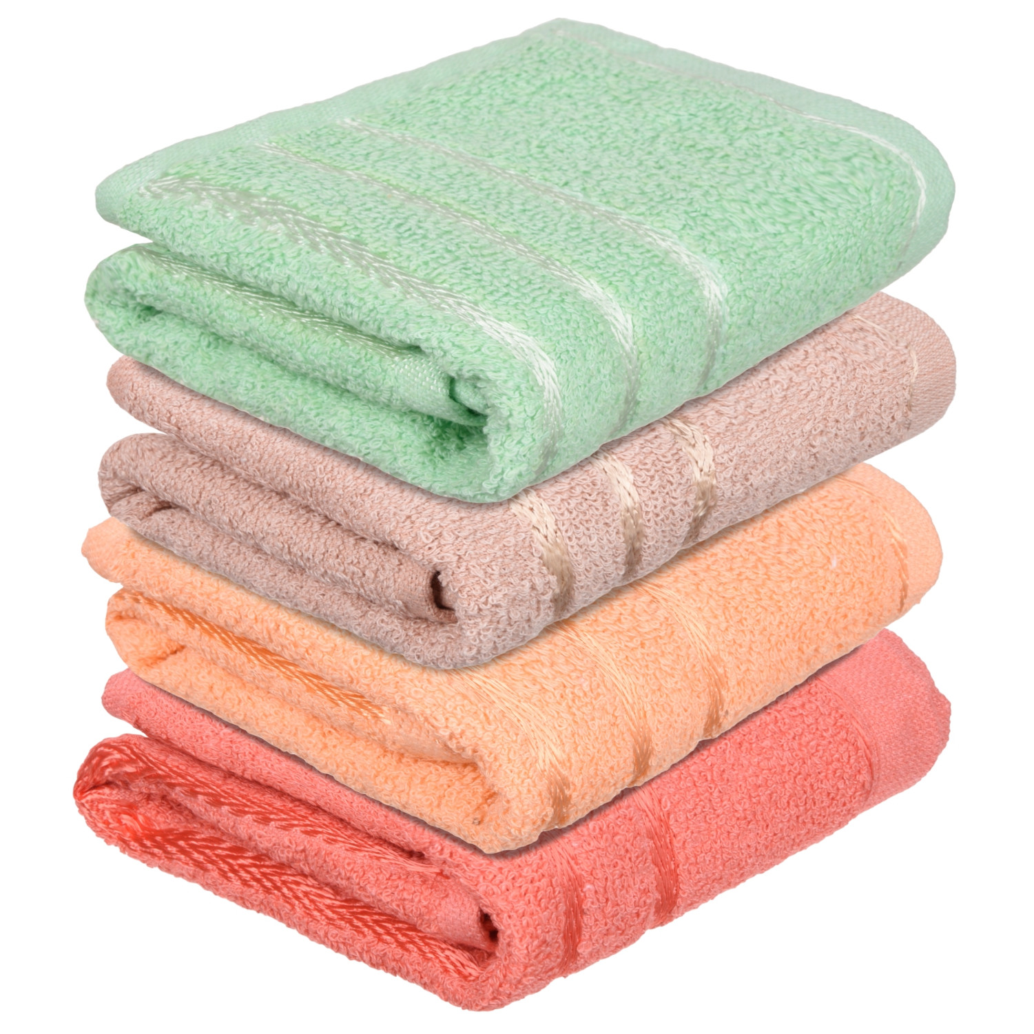 Kuber Industries Face Towel | Towels for Facewash | Towels for Gym | Facewash for Travel | Towels for Daily use | Workout Hand Towel | Lining Design | 14x21 Inch | Pack of 4 | Multi