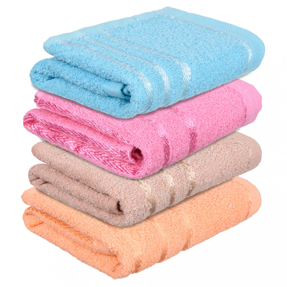 Kuber Industries Face Towel | Towels for Facewash | Towels for Gym | Facewash for Travel | Towels for Daily use | Workout Hand Towel | Lining Design | 14x21 Inch | Pack of 4 | Multi