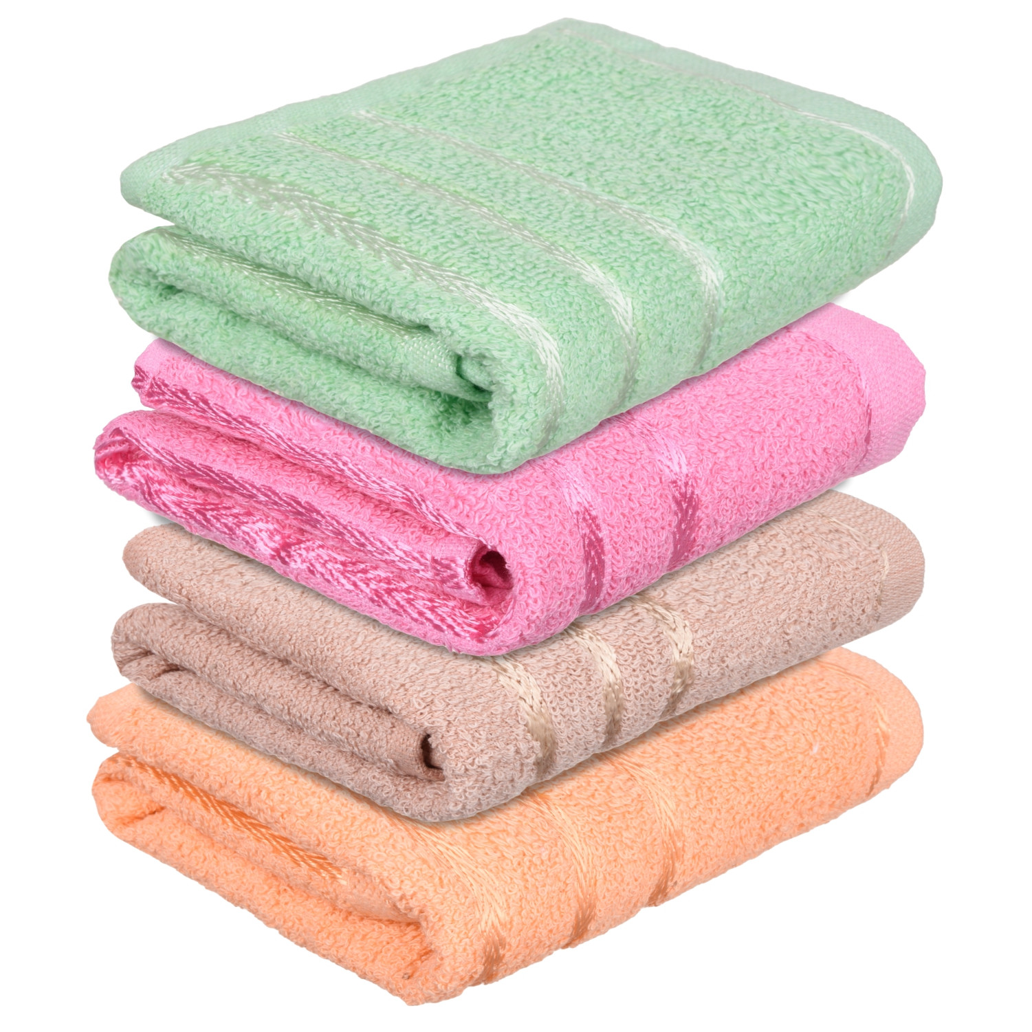 Kuber Industries Face Towel | Towels for Facewash | Towels for Gym | Facewash for Travel | Towels for Daily use | Workout Hand Towel | Lining Design | 14x21 Inch | Pack of 4 | Multi