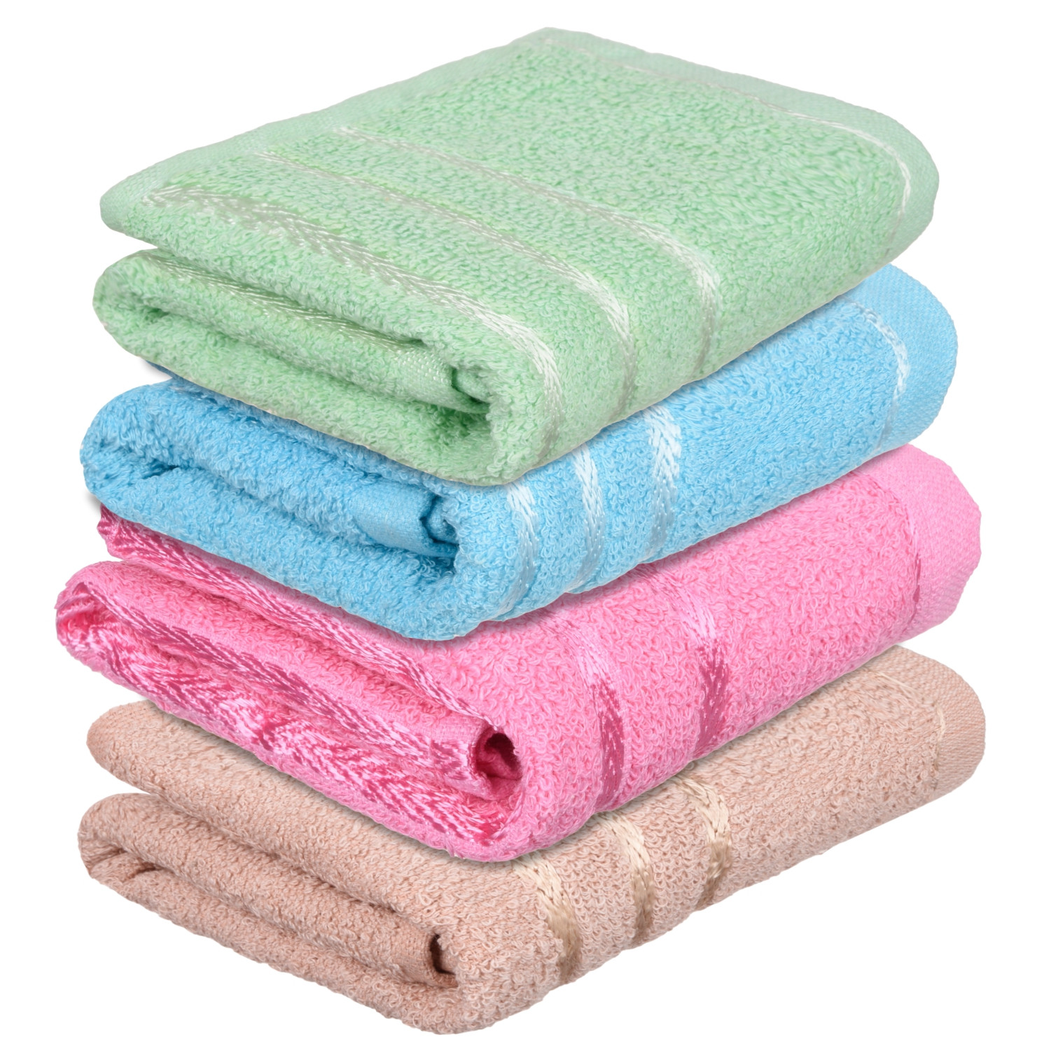 Kuber Industries Face Towel | Towels for Facewash | Towels for Gym | Facewash for Travel | Towels for Daily use | Workout Hand Towel | Lining Design | 14x21 Inch | Pack of 4 | Multi