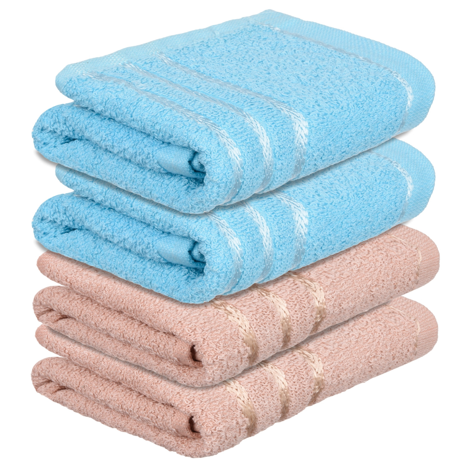Kuber Industries Face Towel | Towels for Facewash | Towels for Gym | Facewash for Travel | Towels for Daily use | Workout Hand Towel | Lining Design | 14x21 Inch | Pack of 4 | Multi