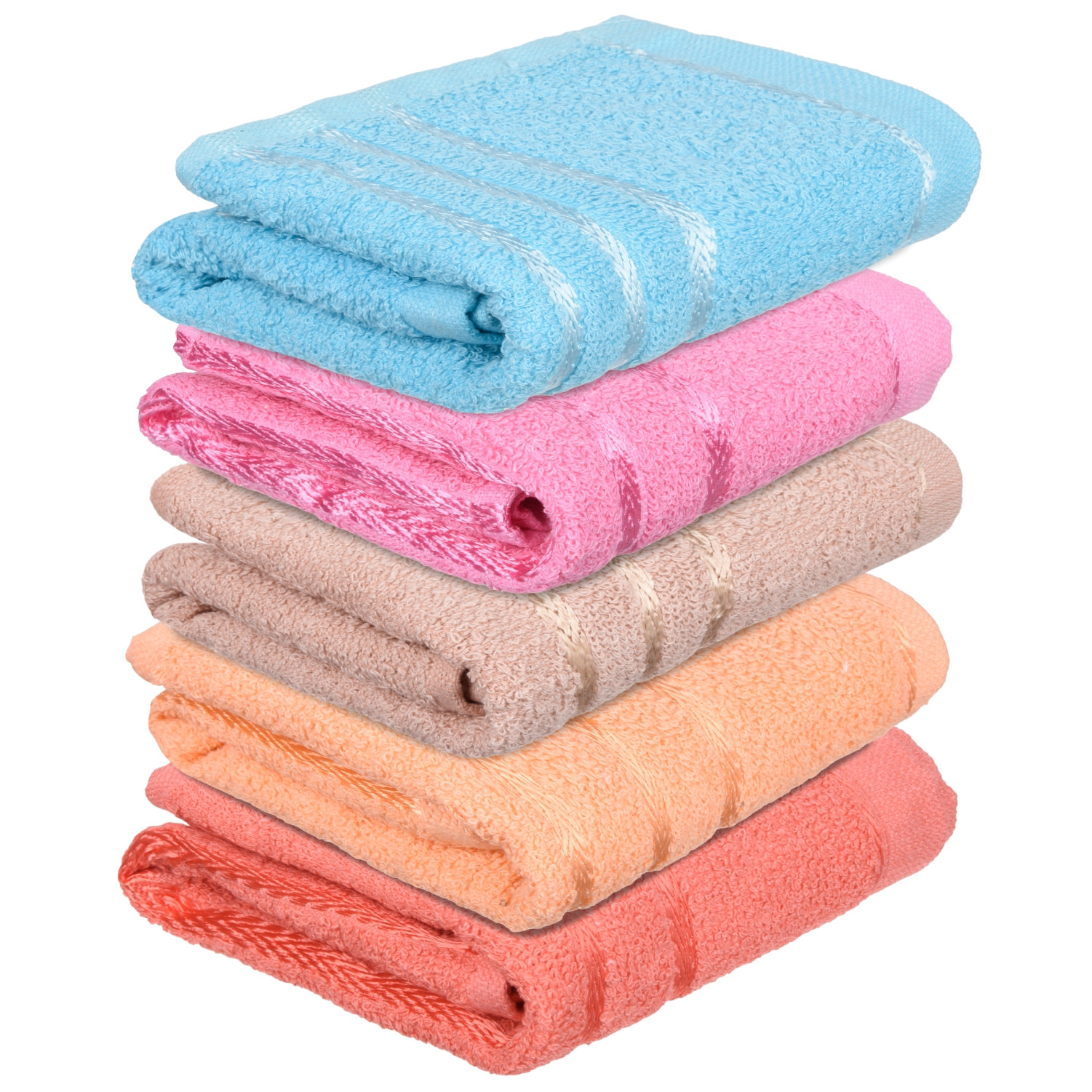Kuber Industries Face Towel | Towels for Facewash | Towels for Gym | Facewash for Travel | Towels for Daily use | Workout Hand Towel | Lining Design | 14x21 Inch | Pack of 5 | Multi
