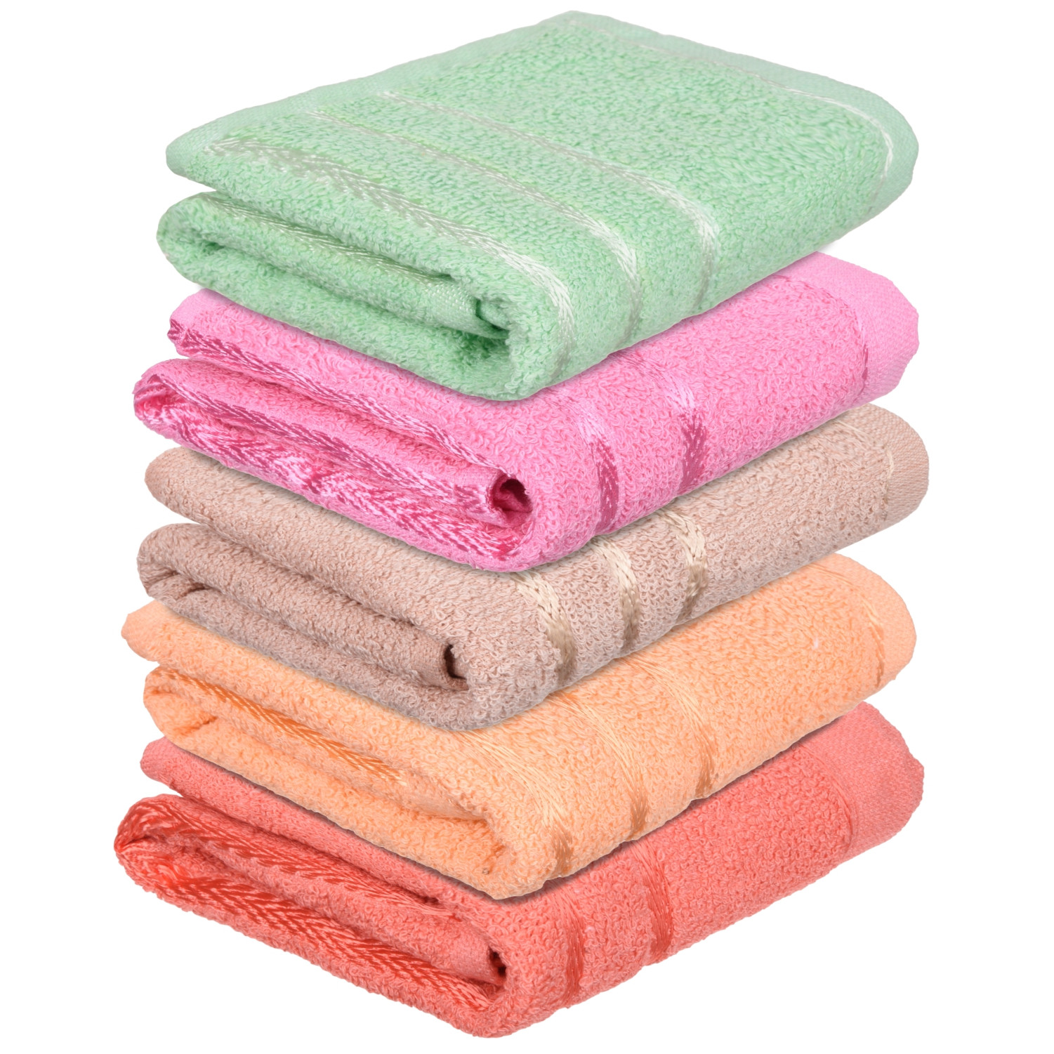 Kuber Industries Face Towel | Towels for Facewash | Towels for Gym | Facewash for Travel | Towels for Daily use | Workout Hand Towel | Lining Design | 14x21 Inch | Pack of 5 | Multi