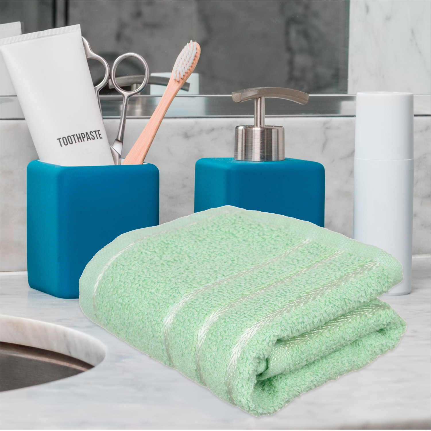 Kuber Industries Face Towel | Towels for Facewash | Towels for Gym | Facewash for Travel | Towels for Daily use | Workout Hand Towel | Lining Design | 14x21 Inch | Pack of 5 | Multi