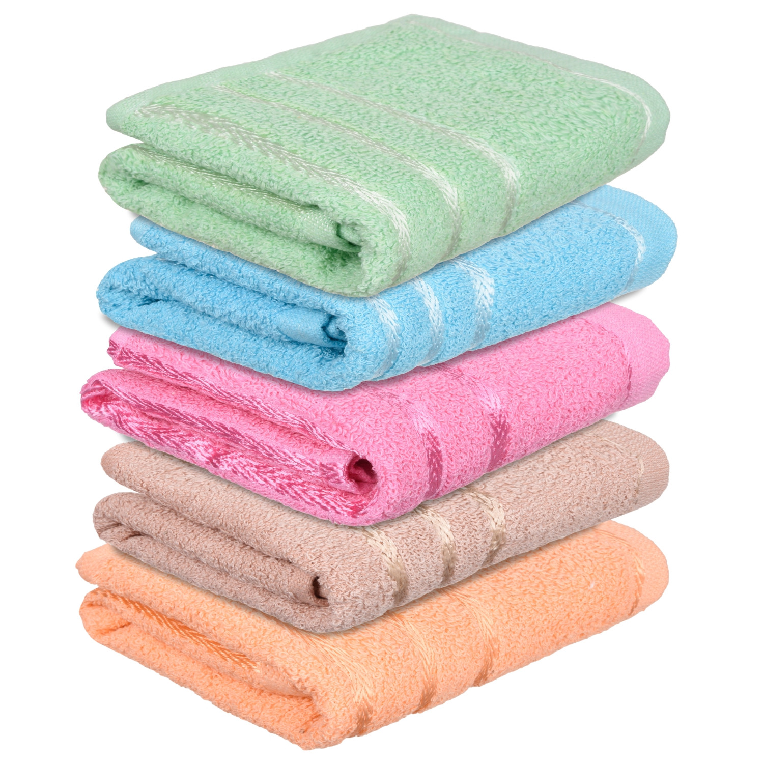 Kuber Industries Face Towel | Towels for Facewash | Towels for Gym | Facewash for Travel | Towels for Daily use | Workout Hand Towel | Lining Design | 14x21 Inch | Pack of 5 | Multi