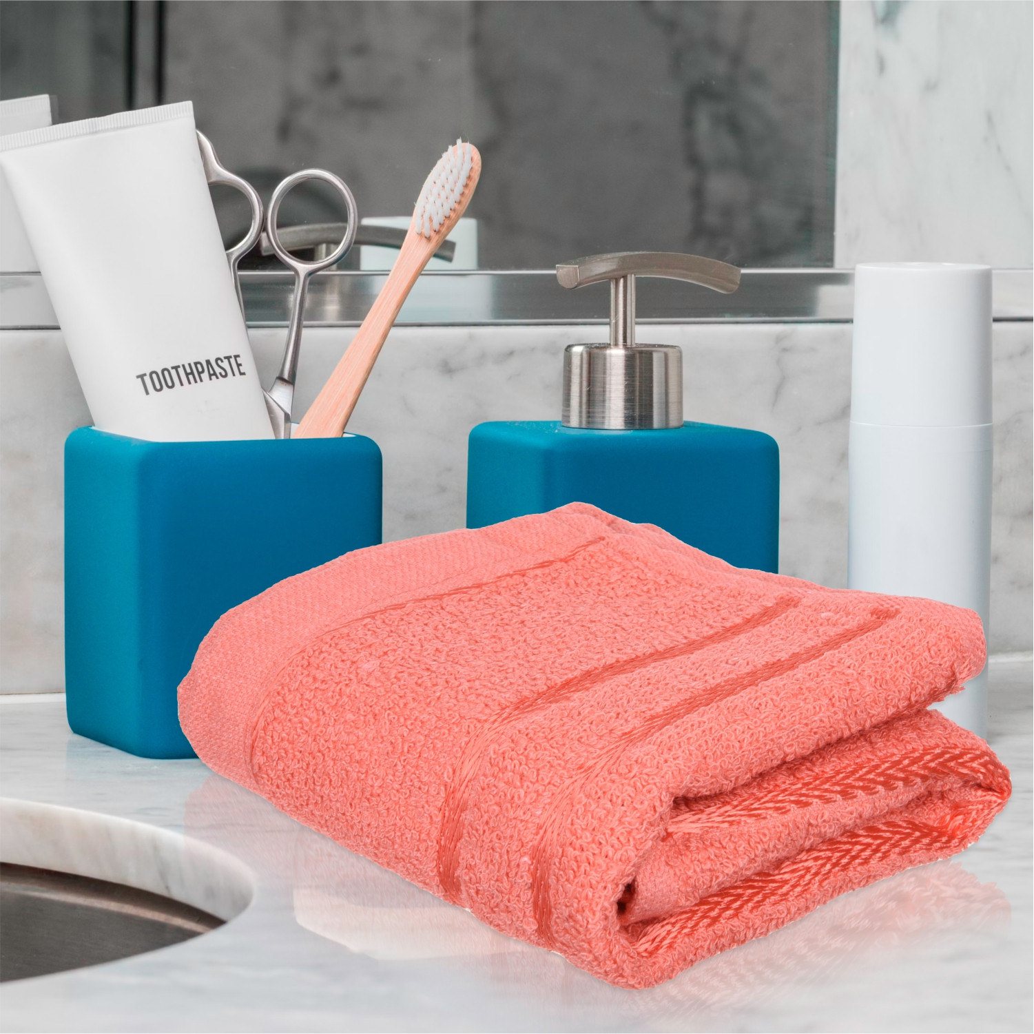 Kuber Industries Face Towel | Towels for Facewash | Towels for Gym | Facewash for Travel | Towels for Daily use | Workout Hand Towel | Lining Design | 14x21 Inch | Pack of 5 | Multi