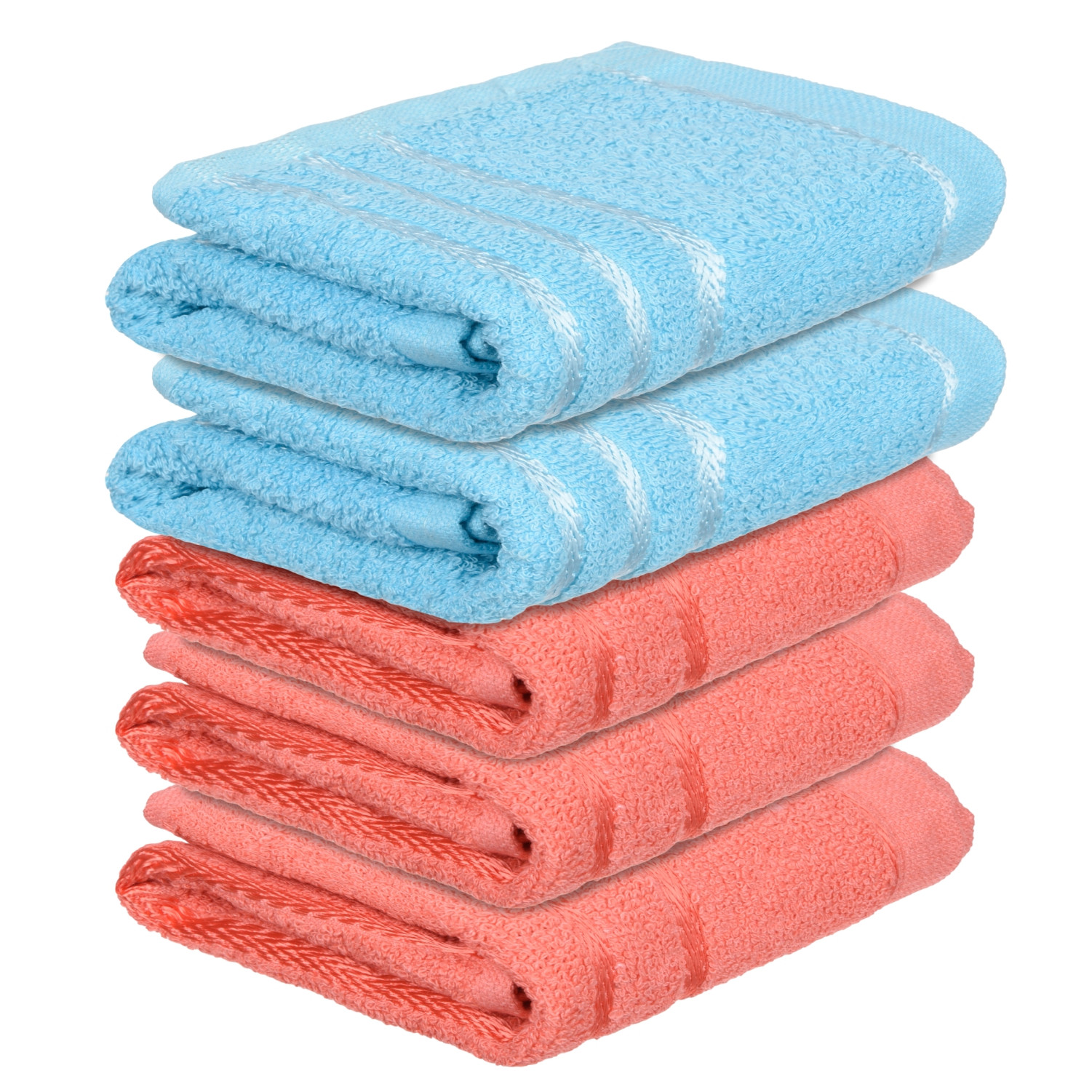 Kuber Industries Face Towel | Towels for Facewash | Towels for Gym | Facewash for Travel | Towels for Daily use | Workout Hand Towel | Lining Design | 14x21 Inch | Pack of 5 | Multi