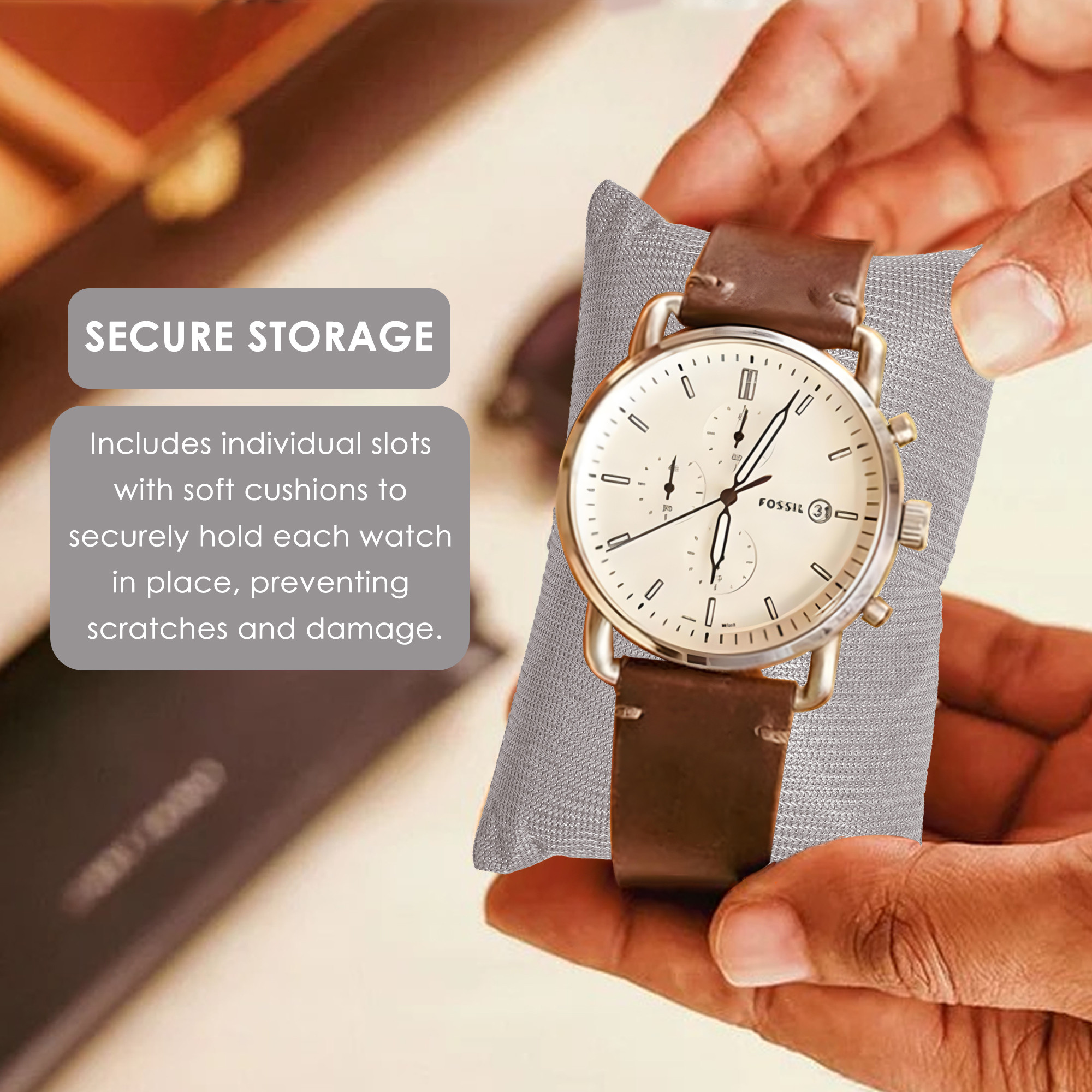 Kuber Industries Faux Leather Jewellery Organisers Box  Watch and Sunglasses Organizer  Desk Organiser Tray  Wallet and Watch Holder Box  Grey