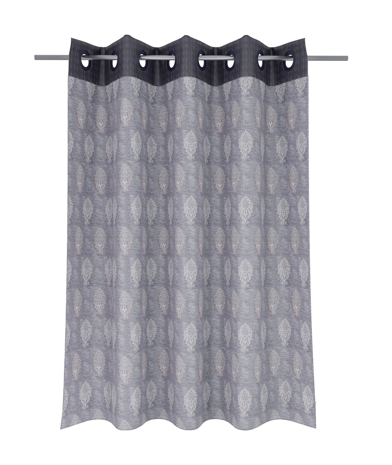 Kuber Industries Faux Silk Decorative 5 Feet Window Curtain | Damask Print Darkening Blackout | Drapes Curtain With 8 Eyelet For Home & Office (Gray)